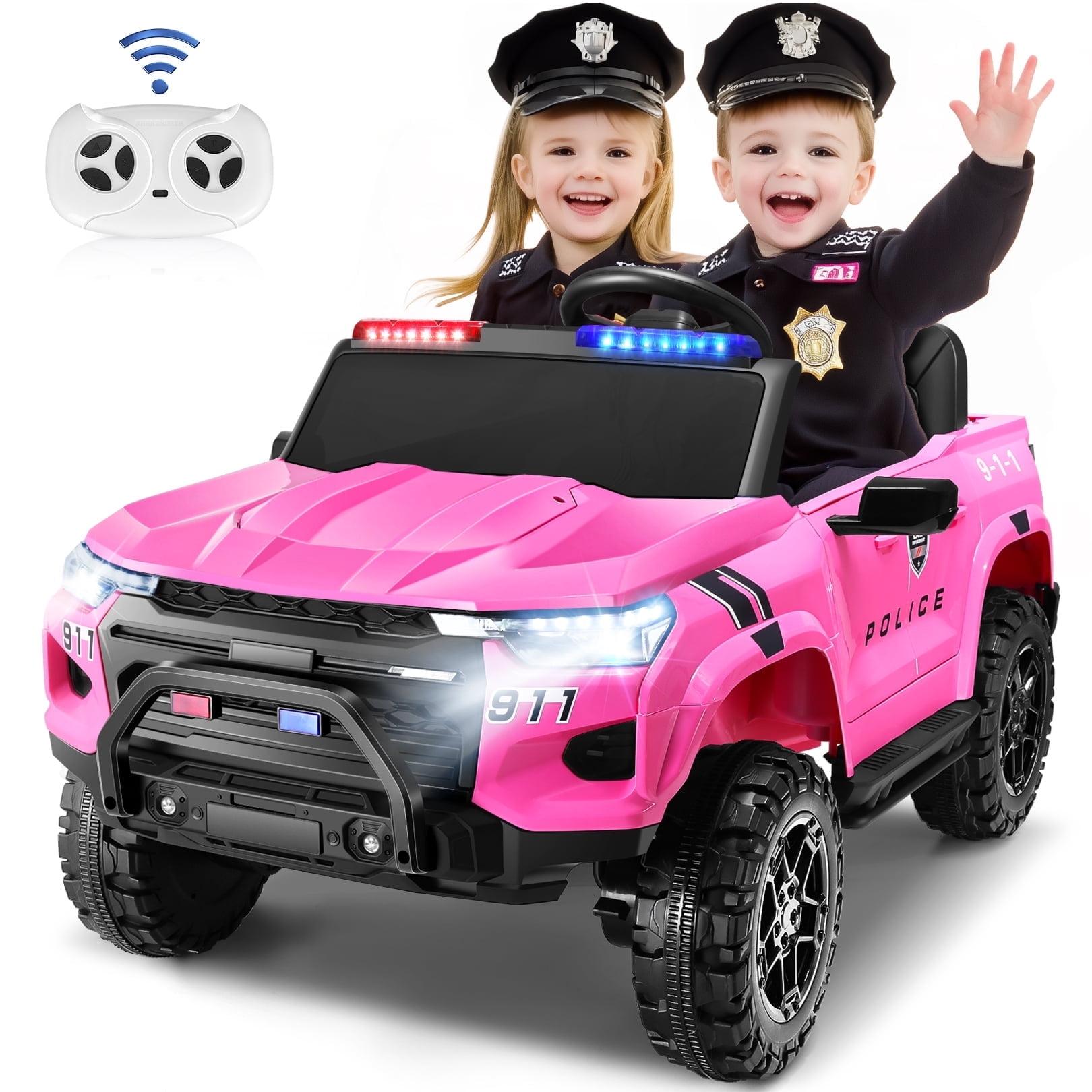 24V 2-Seater Ride On Car Police Pickup with Remote Control, 2WD/4WD 800W Motors, 3 Speeds, Electric Truck Car Toys For Kids With Police Siren, Alarm Lights, MP3, 2 Safety Belts