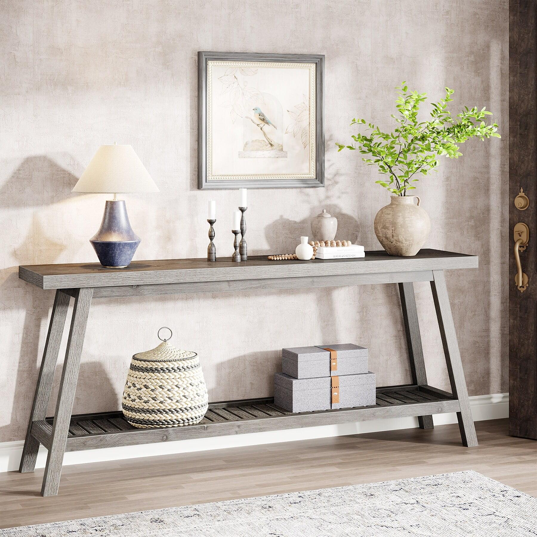 Farmhouse 70.9 Inches Console Entryway Table Grey