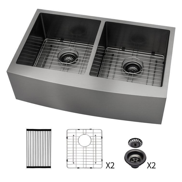 36'' Stainless Steel Farmhouse Double Bowl Kitchen Sink