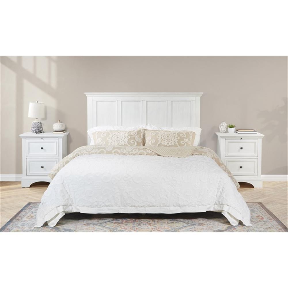 Farmhouse Basics Bed Queen 3pc. Bedroom Set in Rustic White Engineered Wood