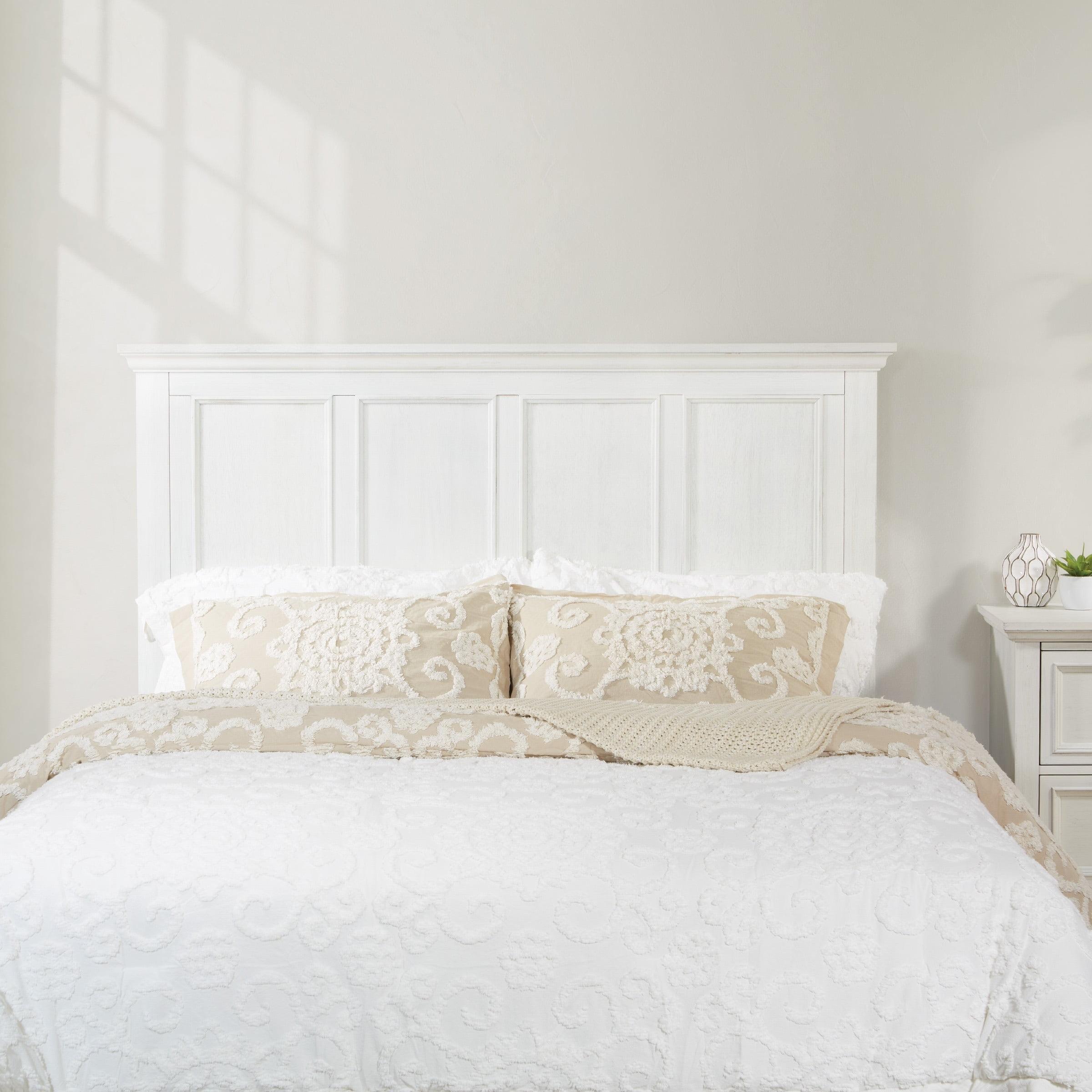 Farmhouse Basics Queen Bed Headboard in Rustic White  Engineered Wood