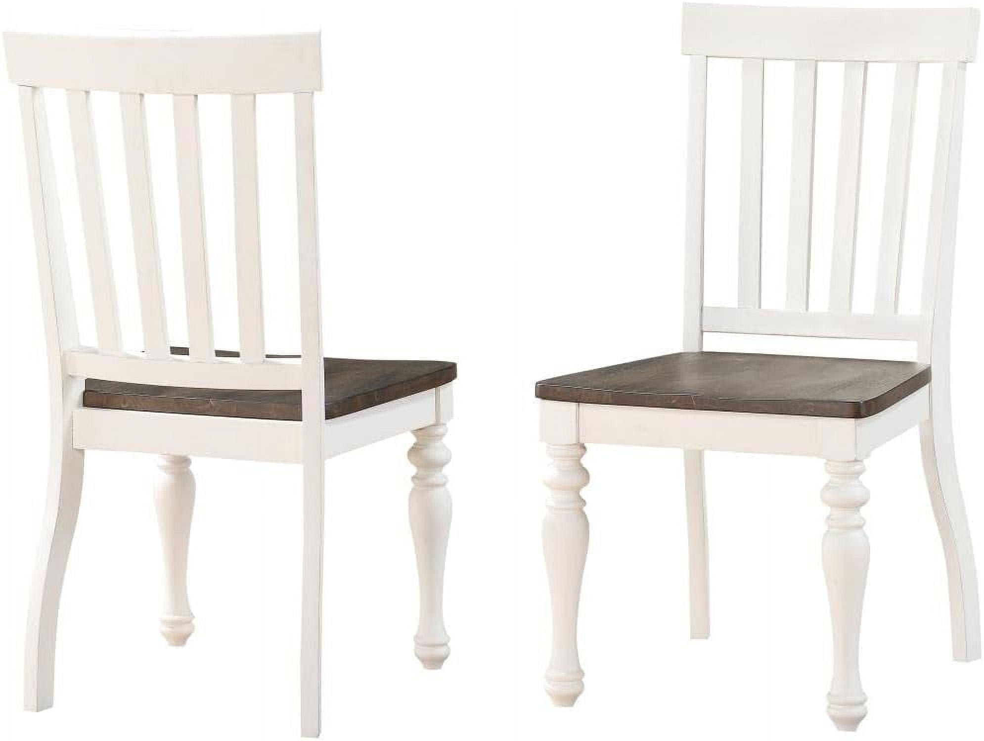 Joanna Two-Tone Ivory and Charcoal Hardwood Slat Side Chair, Set of 2