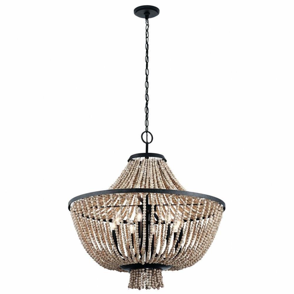 Farmhouse Eight Light Chandelier in Distressed Black Finish Bailey Street Home 147-Bel-2279194