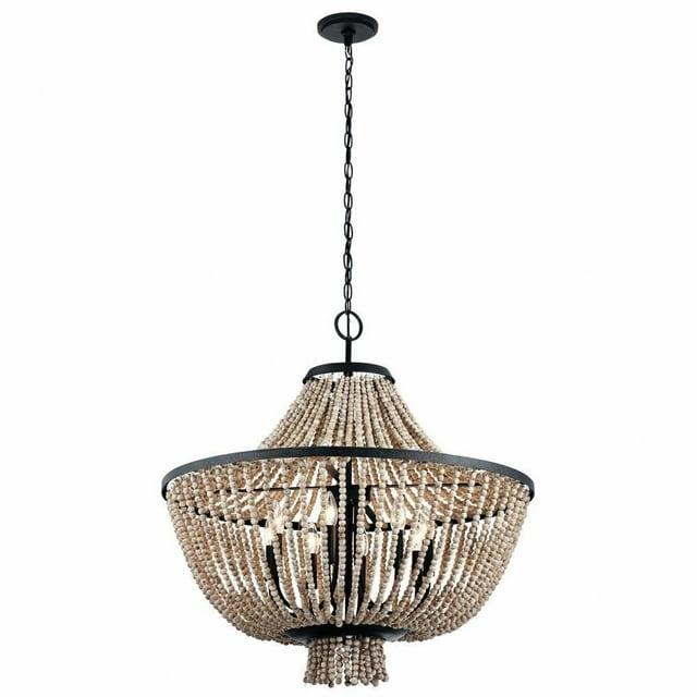 Farmhouse Eight Light Chandelier in Distressed Black Finish Bailey Street Home 147-Bel-2279194