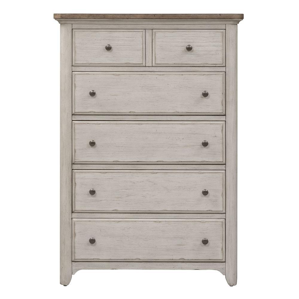 Ayden Antique White 5-Drawer Farmhouse Chest with Cedar Lining