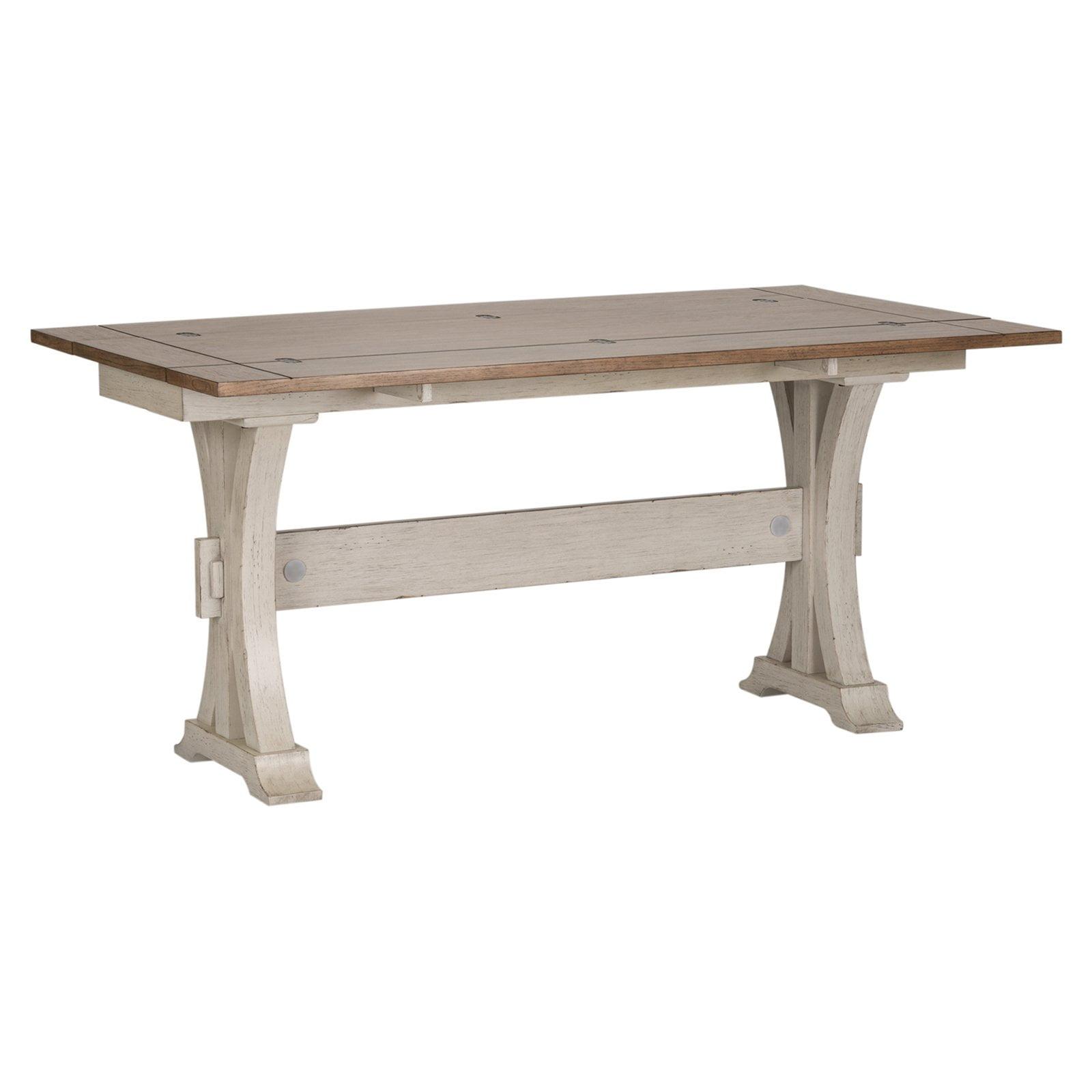 Transitional Farmhouse White and Chestnut Flip Lid Sofa Table