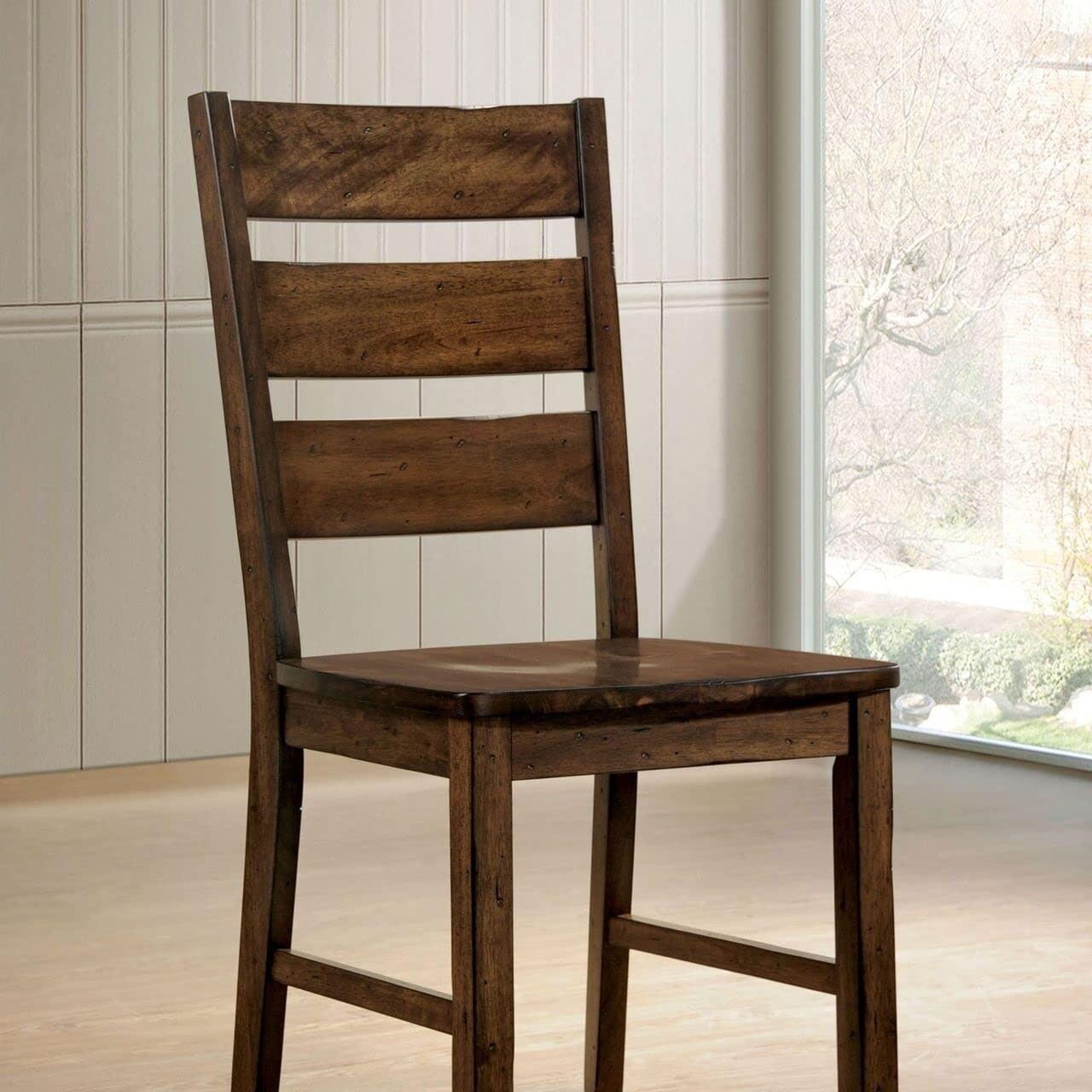 Brown Solid Wood Ladderback Side Chair Set