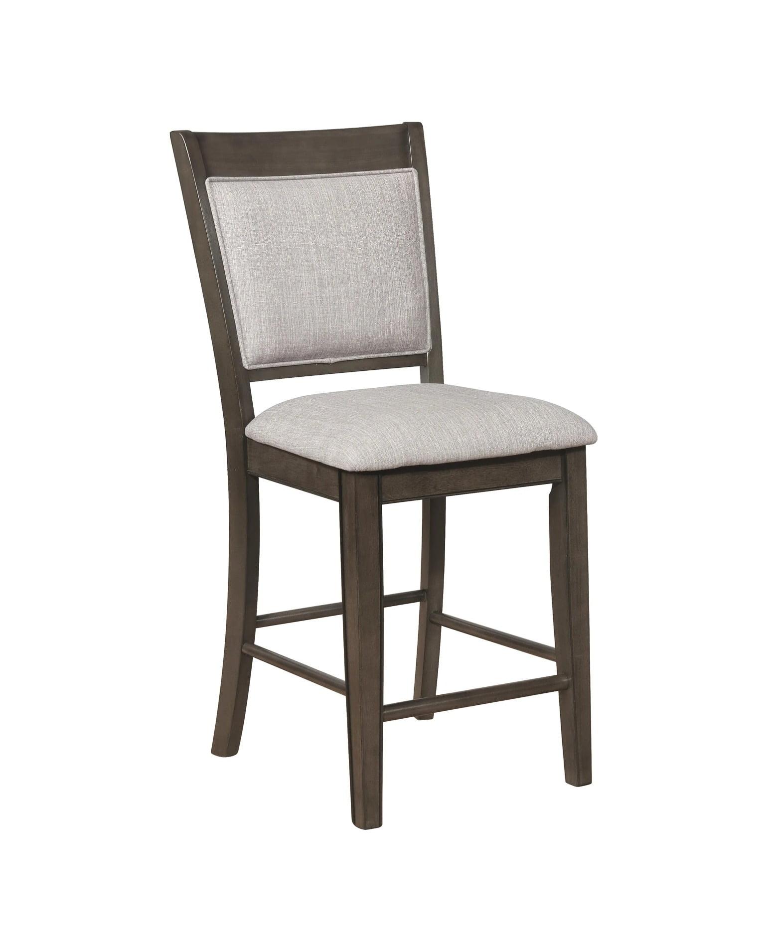 Modern Farmhouse Gray Linen & Wood Counter Height Chair Set