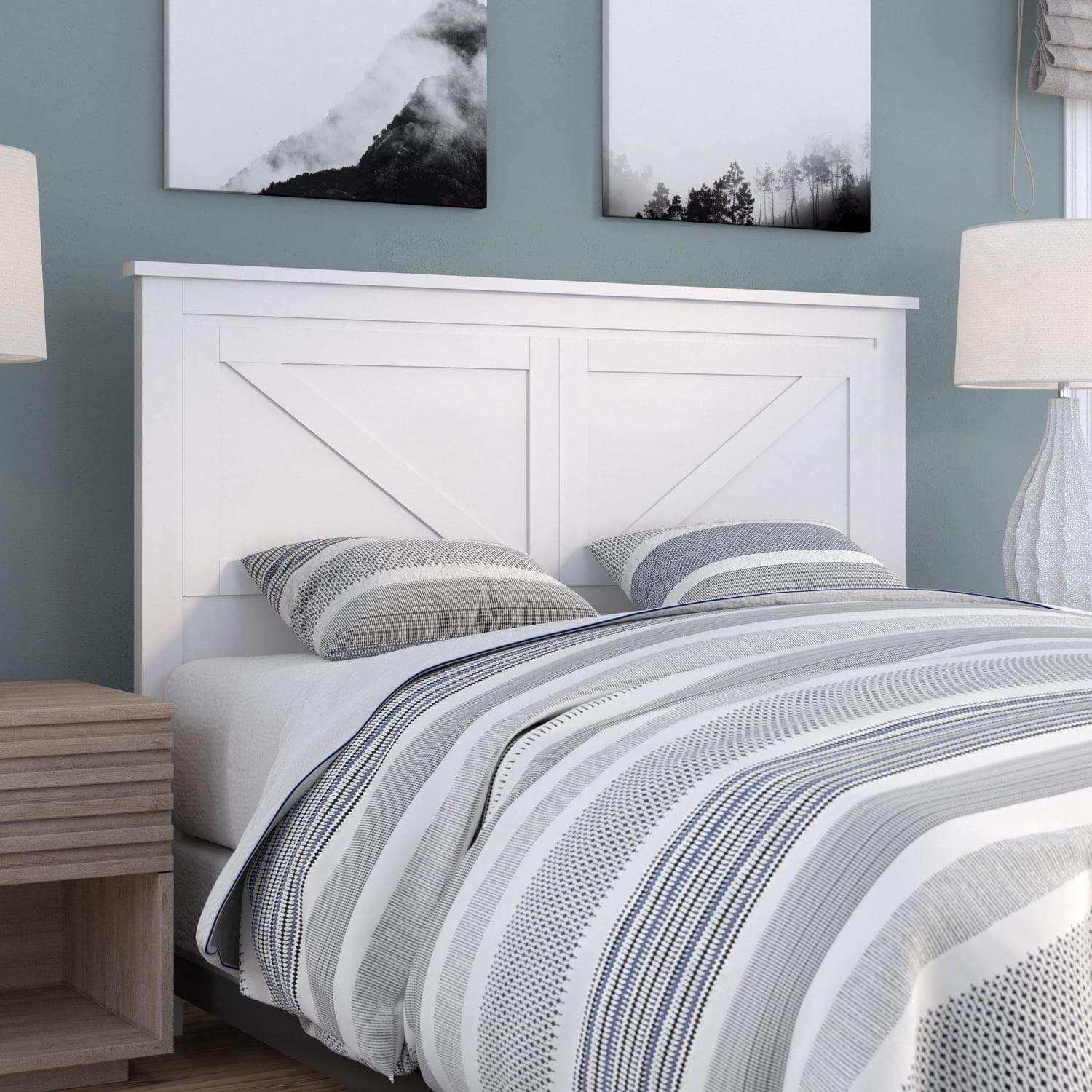 Glenwillow Home Farmhouse Style Wood Panel Headboard in Gloss White, Full Size