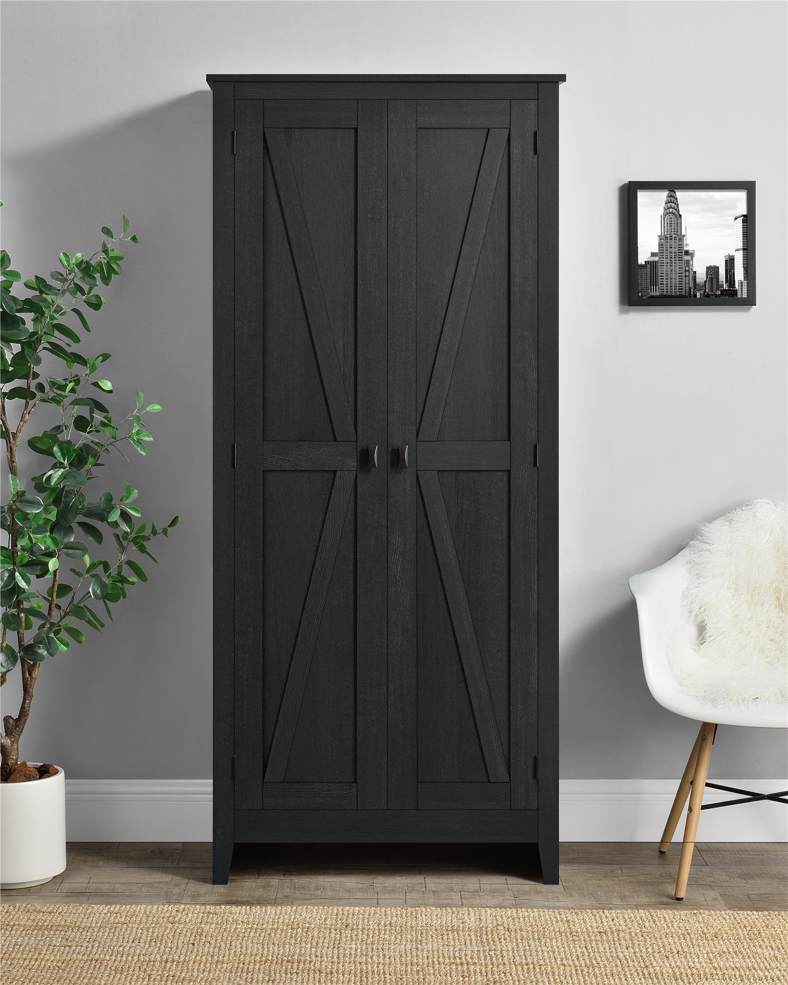 Farmington 31.5" Wide Storage Cabinet, Black Oak