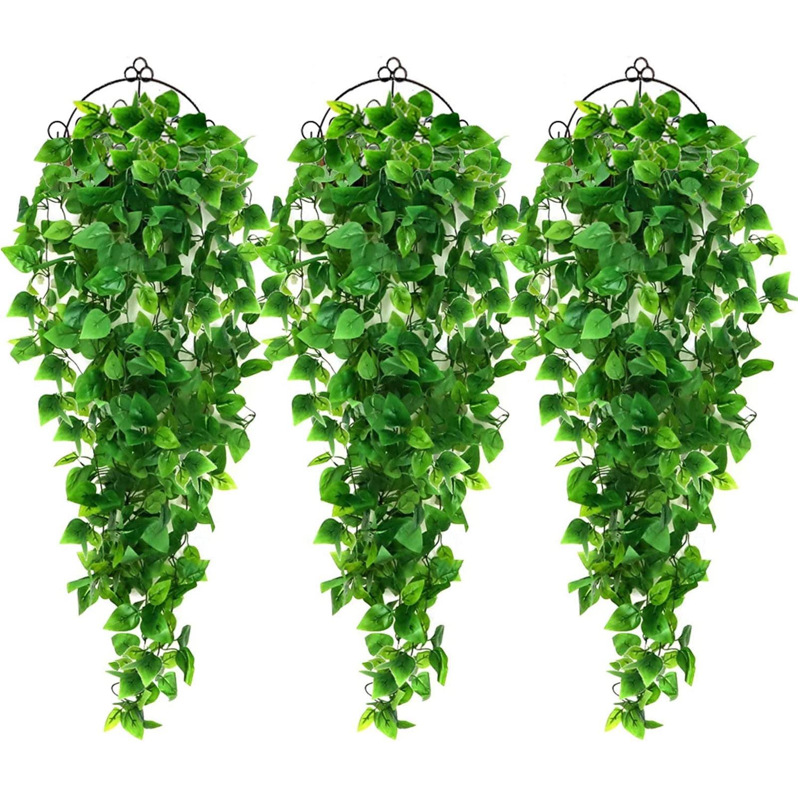 Miayilima Hangs Decoration indoor Artificial Plants 3PCS Hanging Baskets) Outdoor for Wall (No Home Decor Green