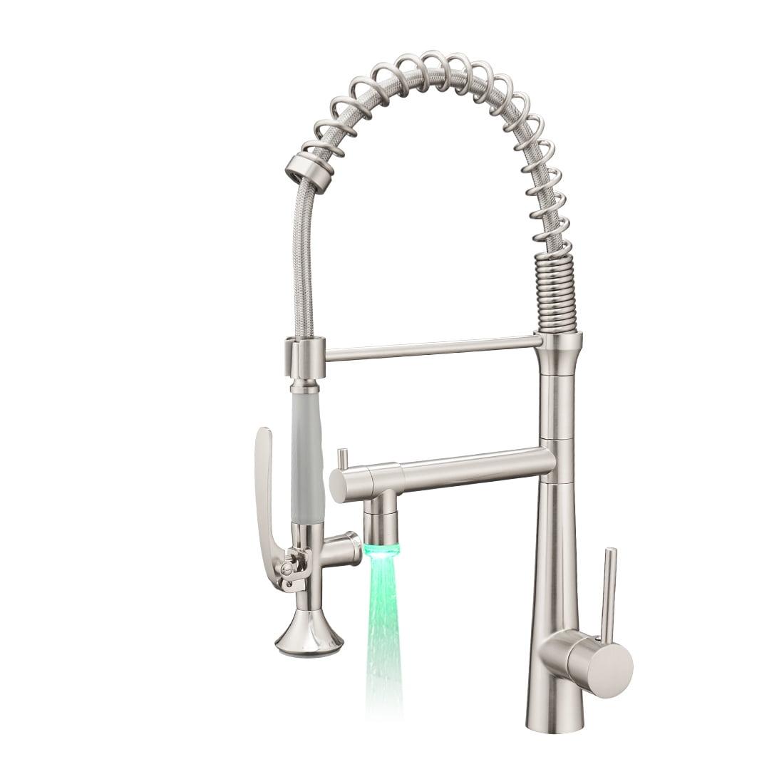 Brushed Nickel LED Pull-Down Kitchen Faucet with Sprayer