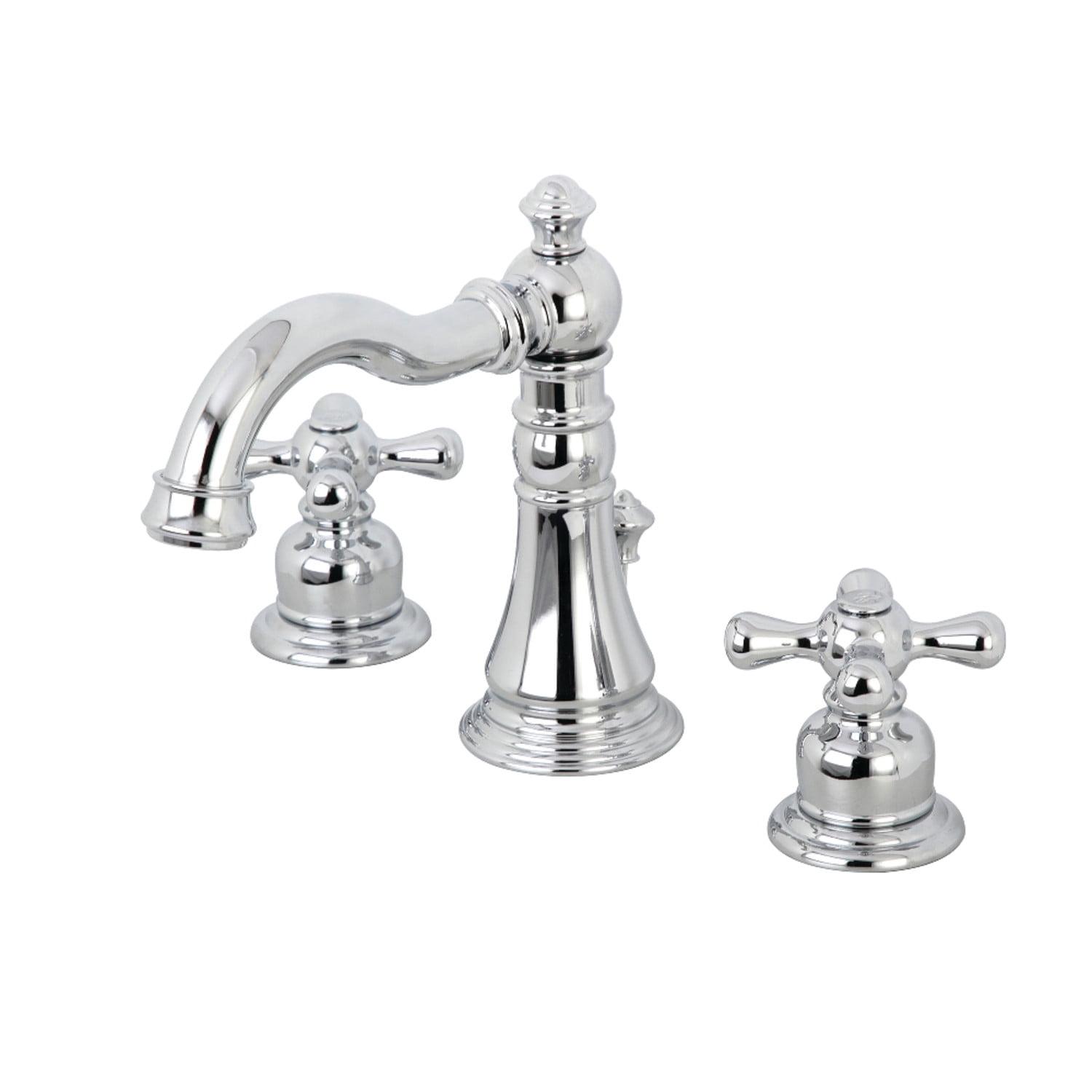 Kingston Brass American Classic Two-Handle 3-Hole Deck Mount Widespread Bathroom Faucet with Pop-Up Drain