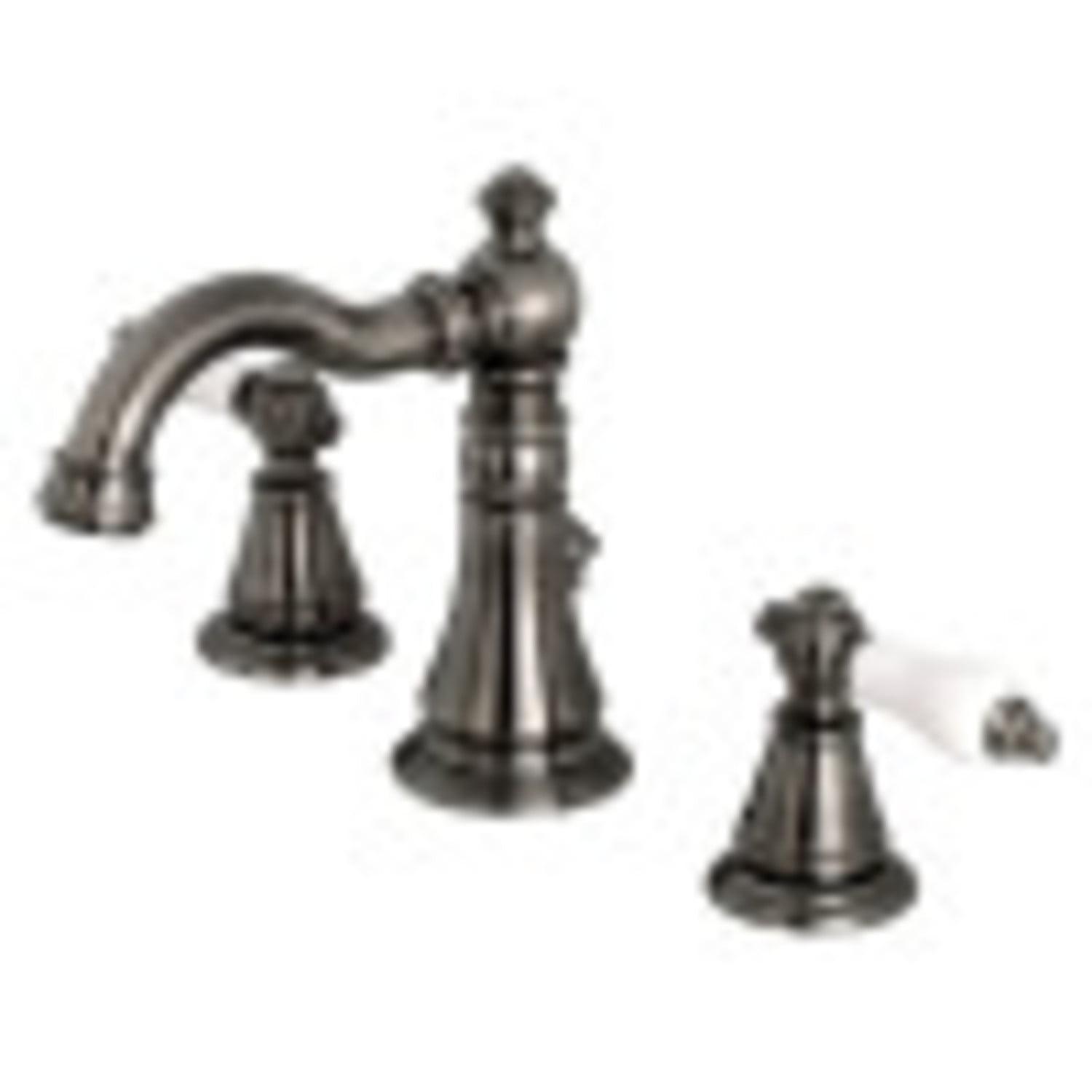 Kingston Brass Kingston Brass English Classic Two-Handle 3-Hole Deck Mount Widespread Bathroom Faucet with Brass Pop-Up Drain FSC1979PL