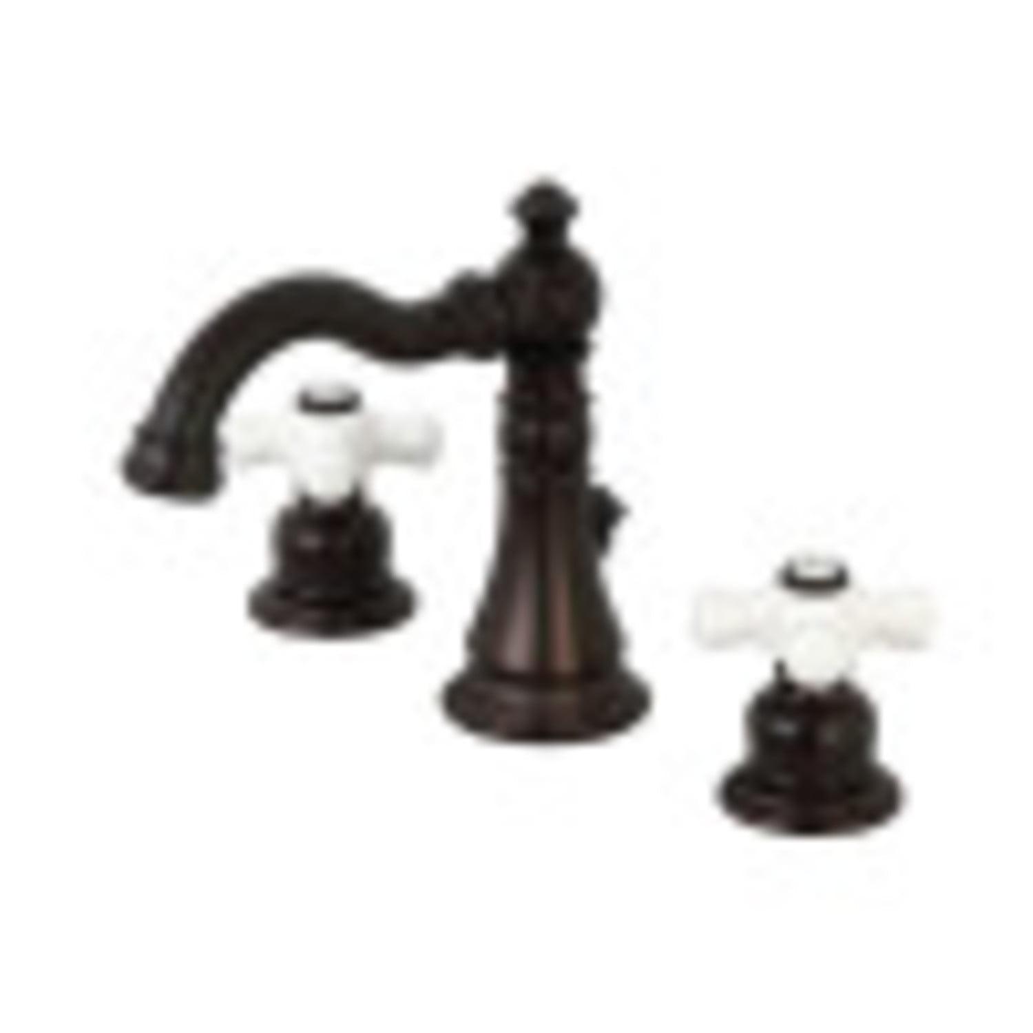 Kingston Brass FSC1975PX Kingston Brass American Classic Two-Handle 3-Hole Deck Mount Widespread Bathroom Faucet with Pop-Up Drain