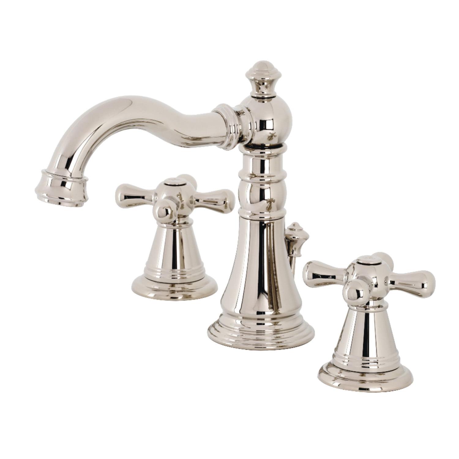 Polished Nickel Victorian Widespread Bathroom Faucet with Pop-Up Drain