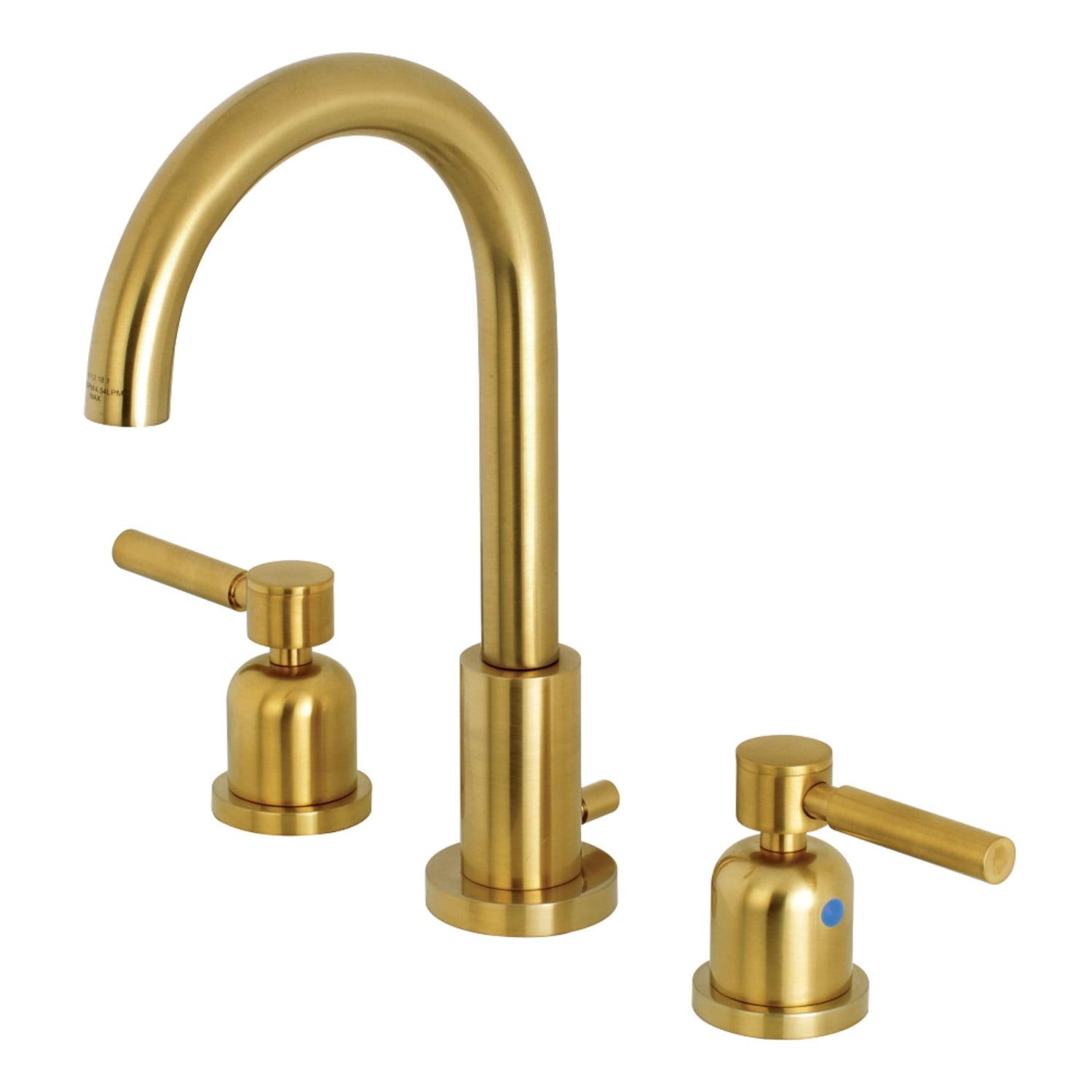 Kingston Brass Concord Two-Handle 3-Hole Deck Mount Widespread Bathroom Faucet with Brass Pop-Up Drain