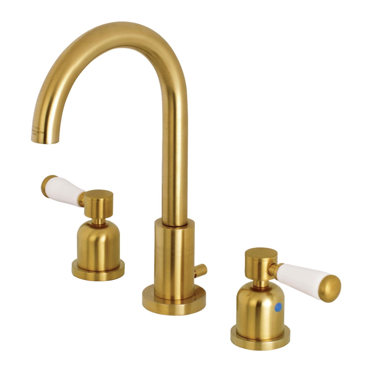 Kingston Brass Paris Two-Handle 3-Hole Deck Mount Widespread Bathroom Faucet with Brass Pop-Up Drain