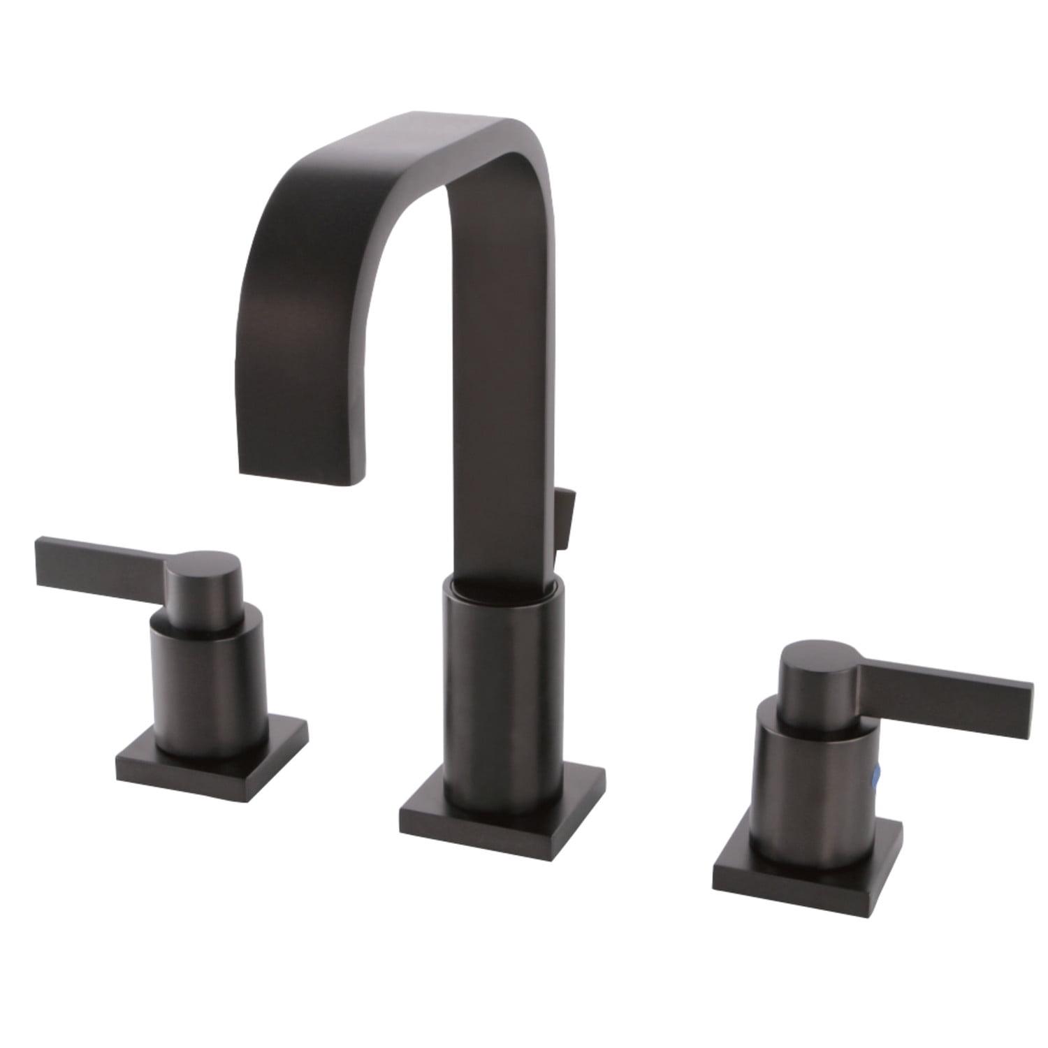 Kingston Brass NuvoFusion Two-Handle 3-Hole Deck Mount Widespread Bathroom Faucet with Retail Pop-Up Drain