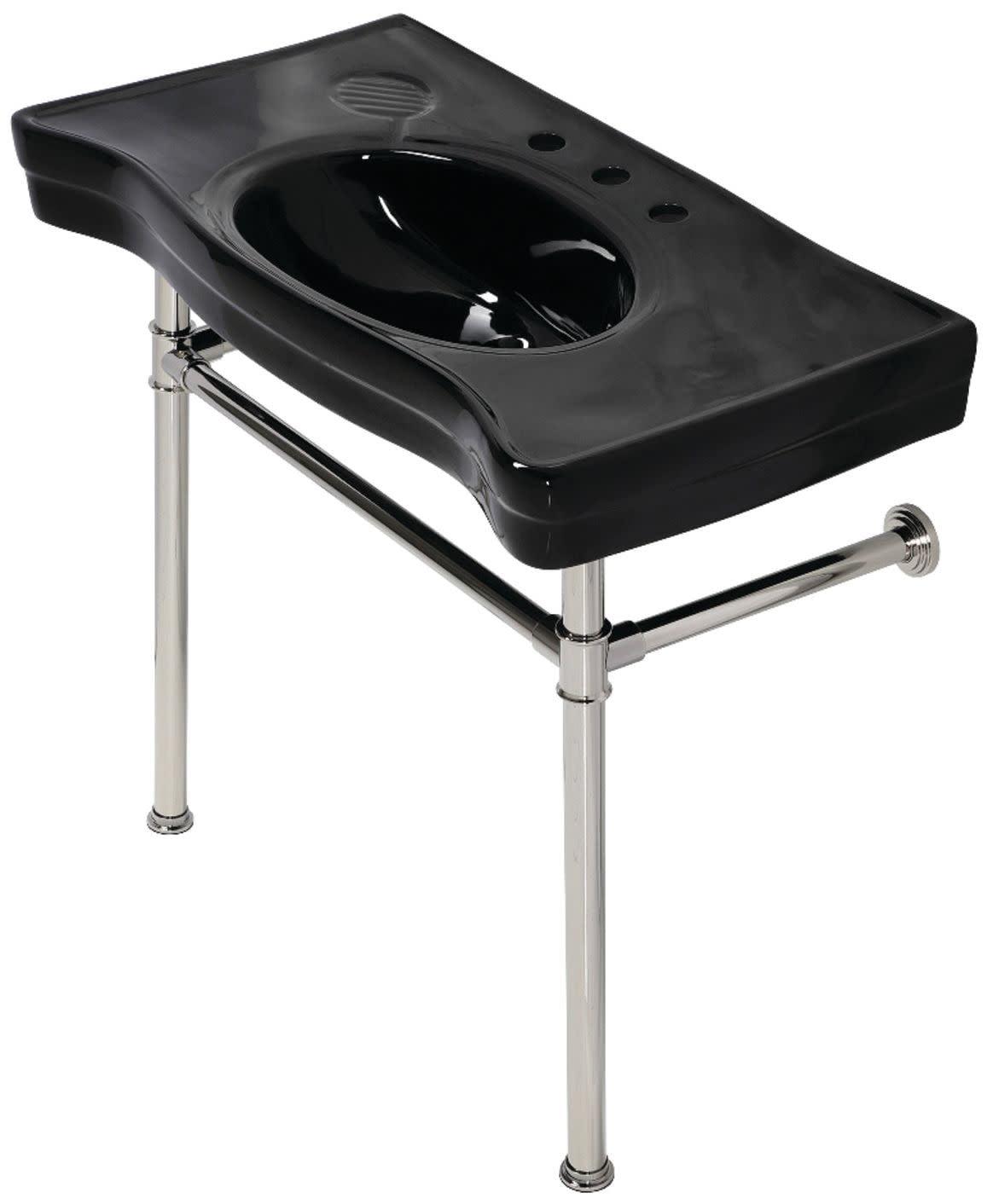 Kingston Brass VPB136K6ST Kingston Brass Imperial 36-Inch Ceramic Console Sink Basin with Stainless Steel Legs (8-Inch, 3-Hole)