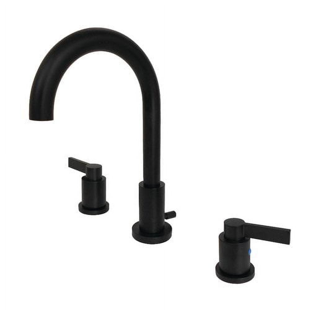Kingston Brass NuvoFusion Two-Handle 3-Hole Deck Mount Widespread Bathroom Faucet with Brass Pop-Up Drain