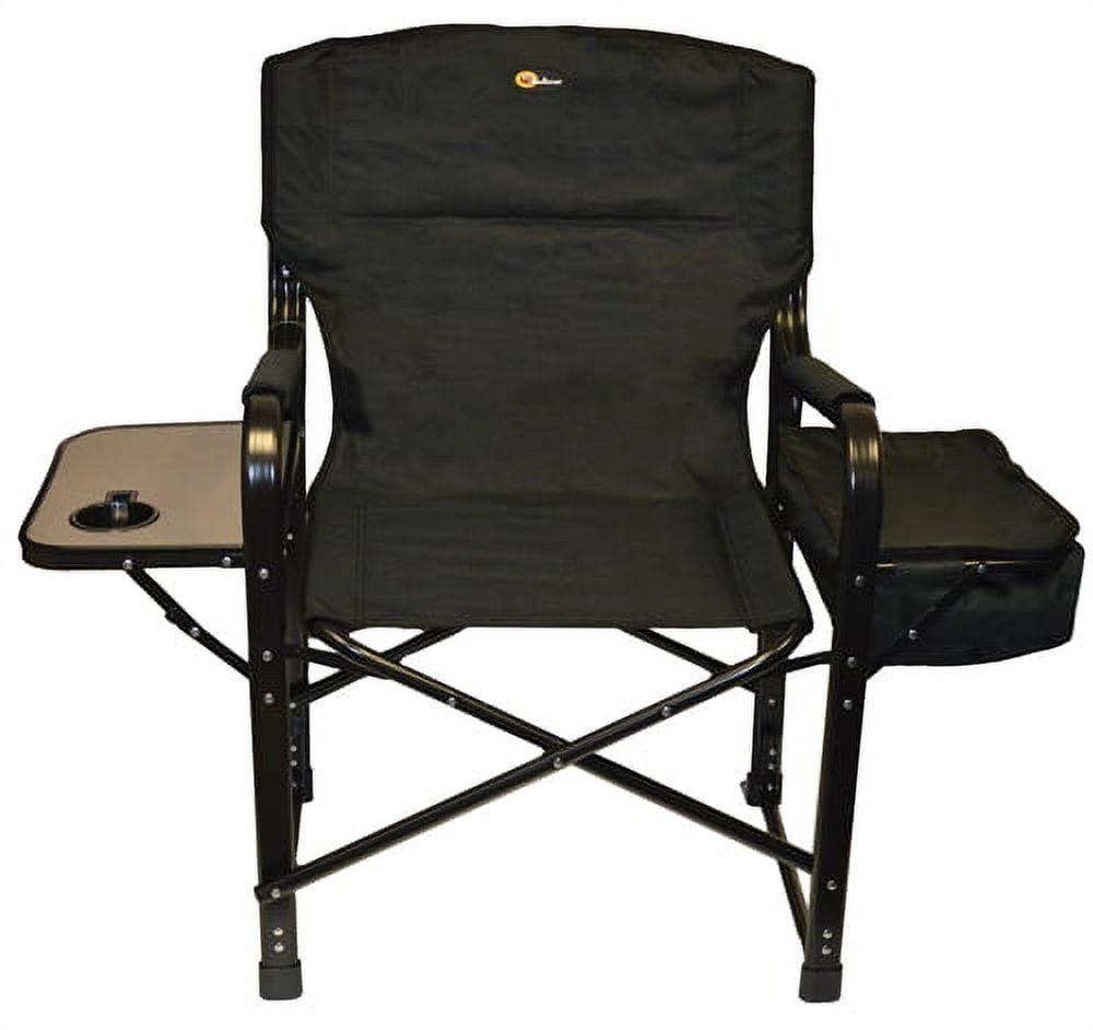 Black Steel Folding Director Chair with Tray and Cooler