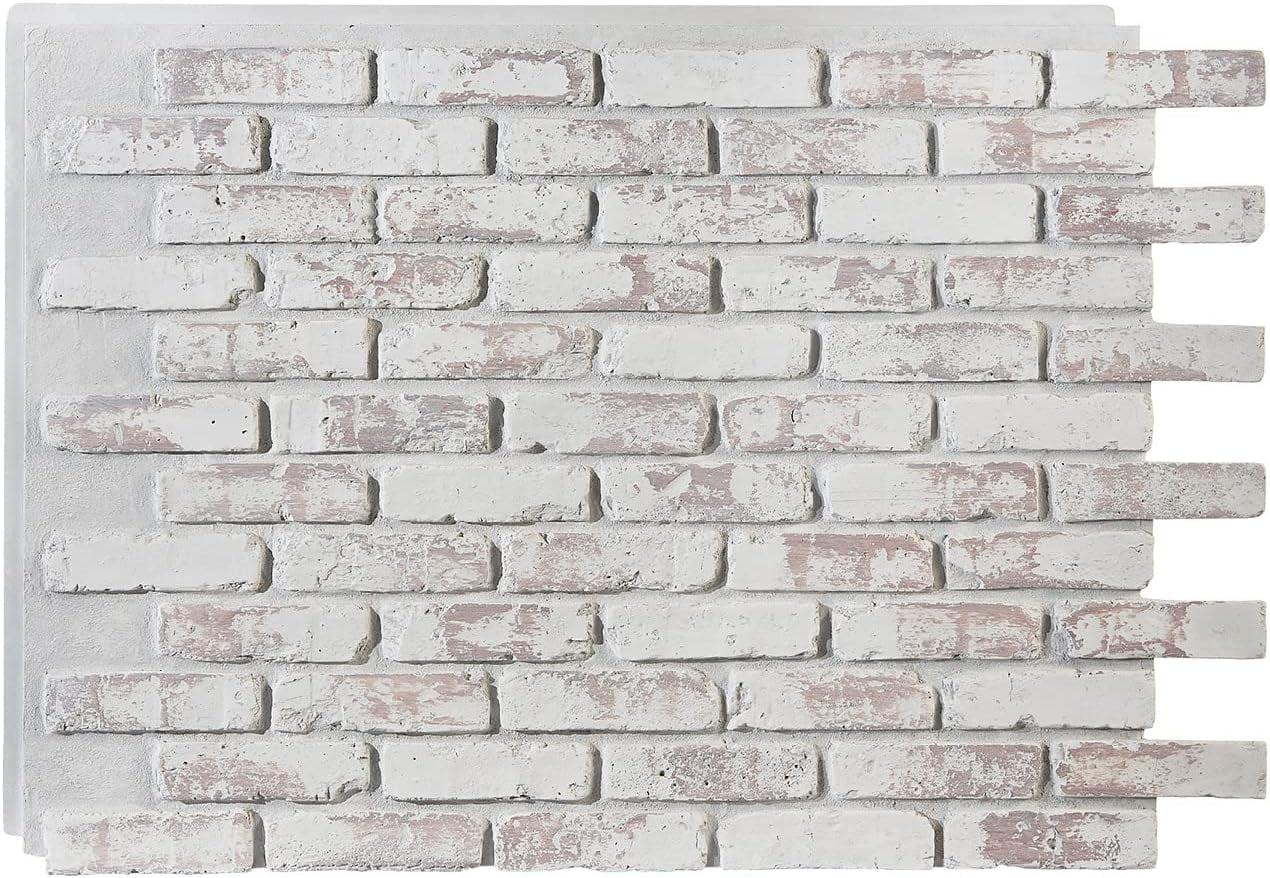 Whitewash Faux Brick Textured Wall Panel 47" x 32"