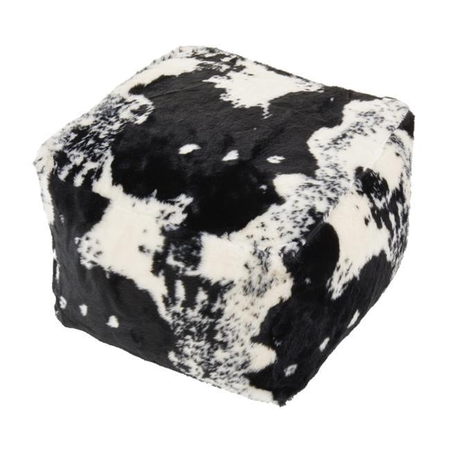 Saro Lifestyle Faux Fur Cow Hide Pouf