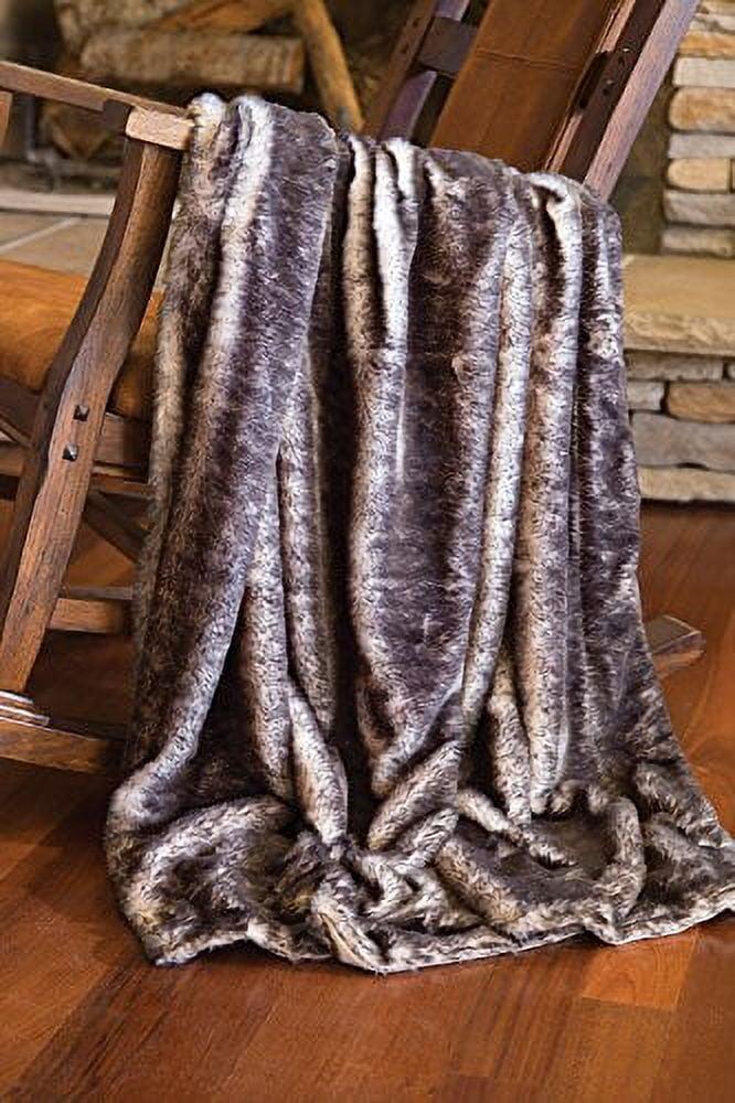 Dark Grey Faux Fur Rustic Throw Blanket