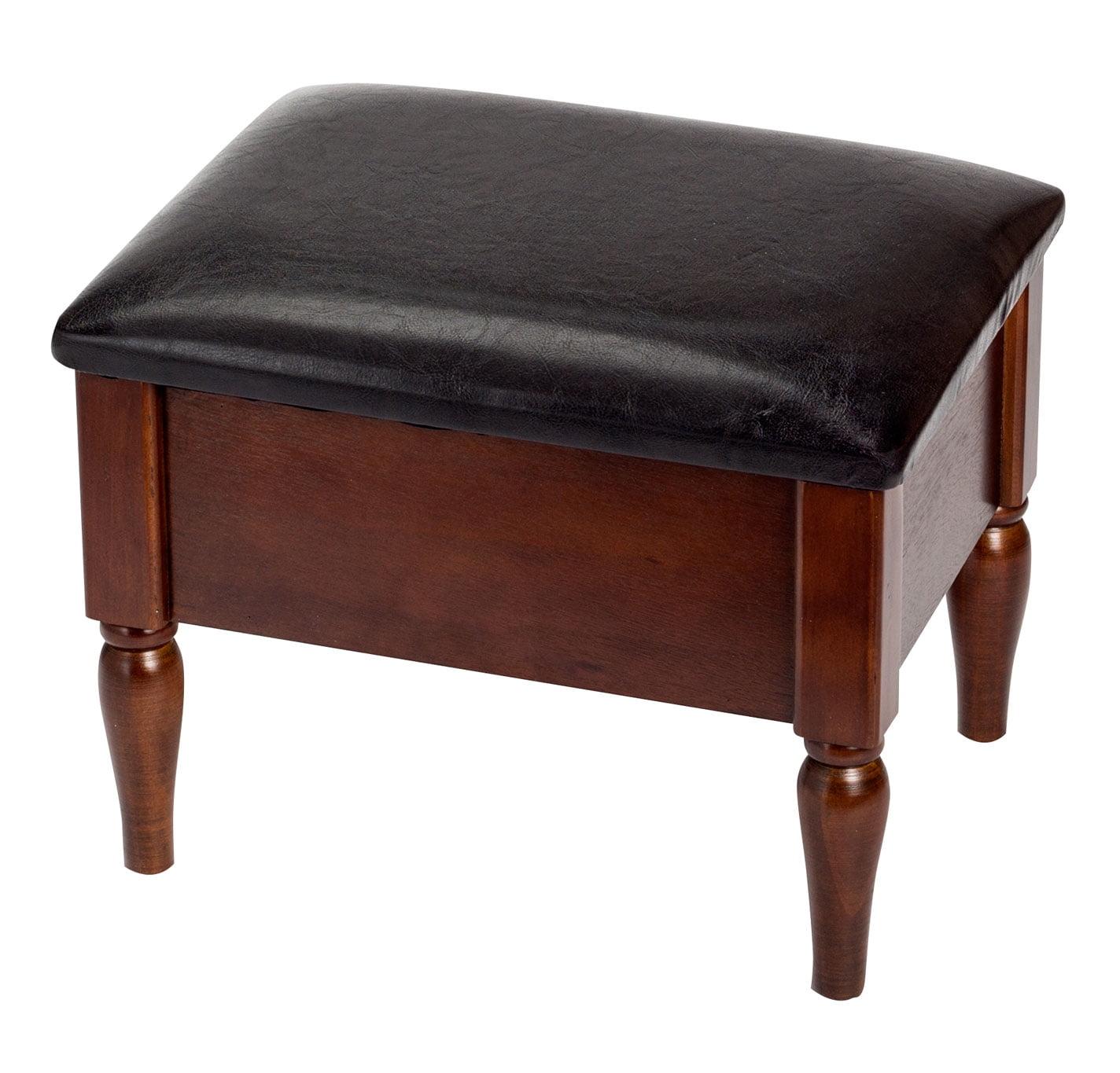 Chocolate Brown Faux Leather Wooden Footstool with Storage