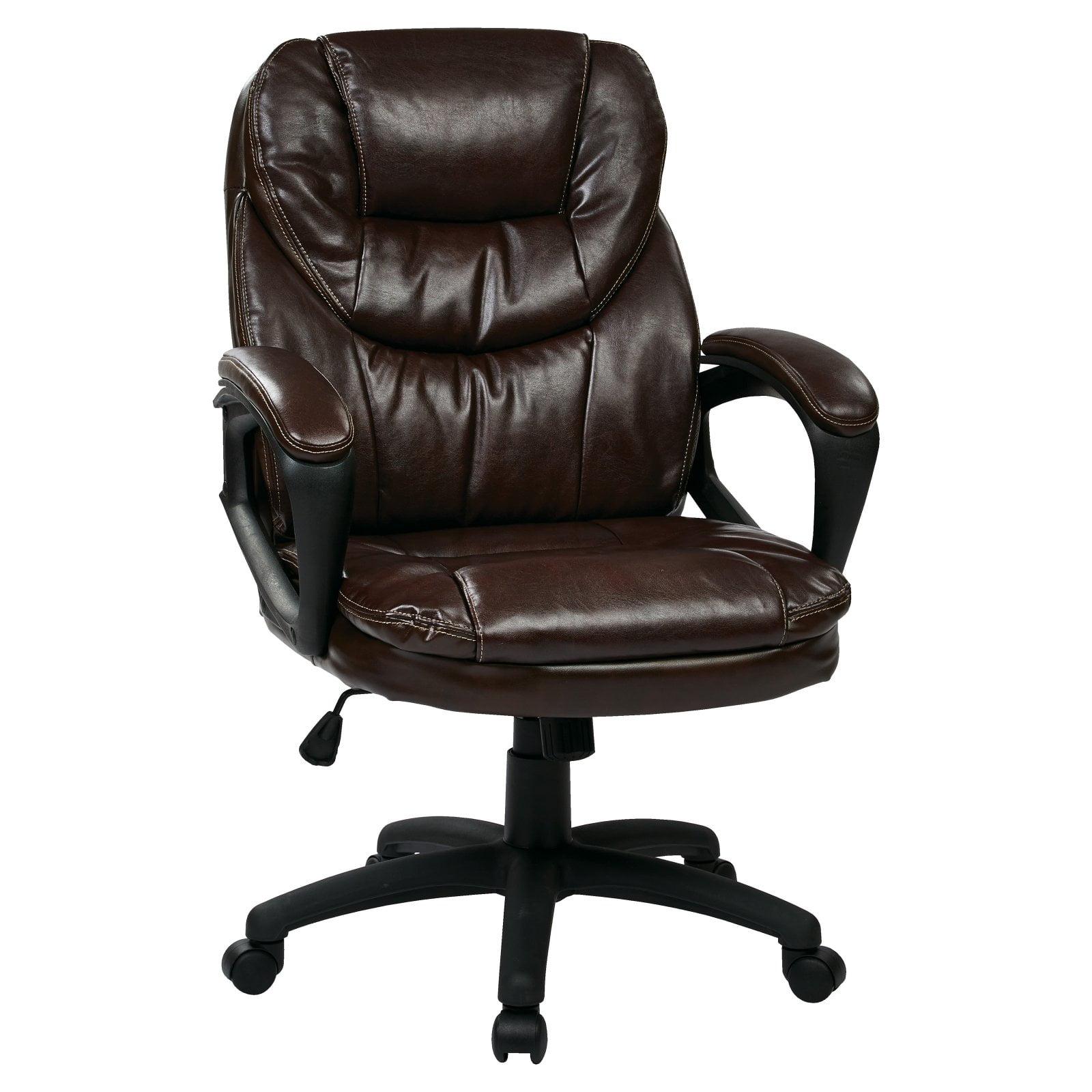 Executive High-Back Swivel Black Leather Office Chair with Lumbar Support