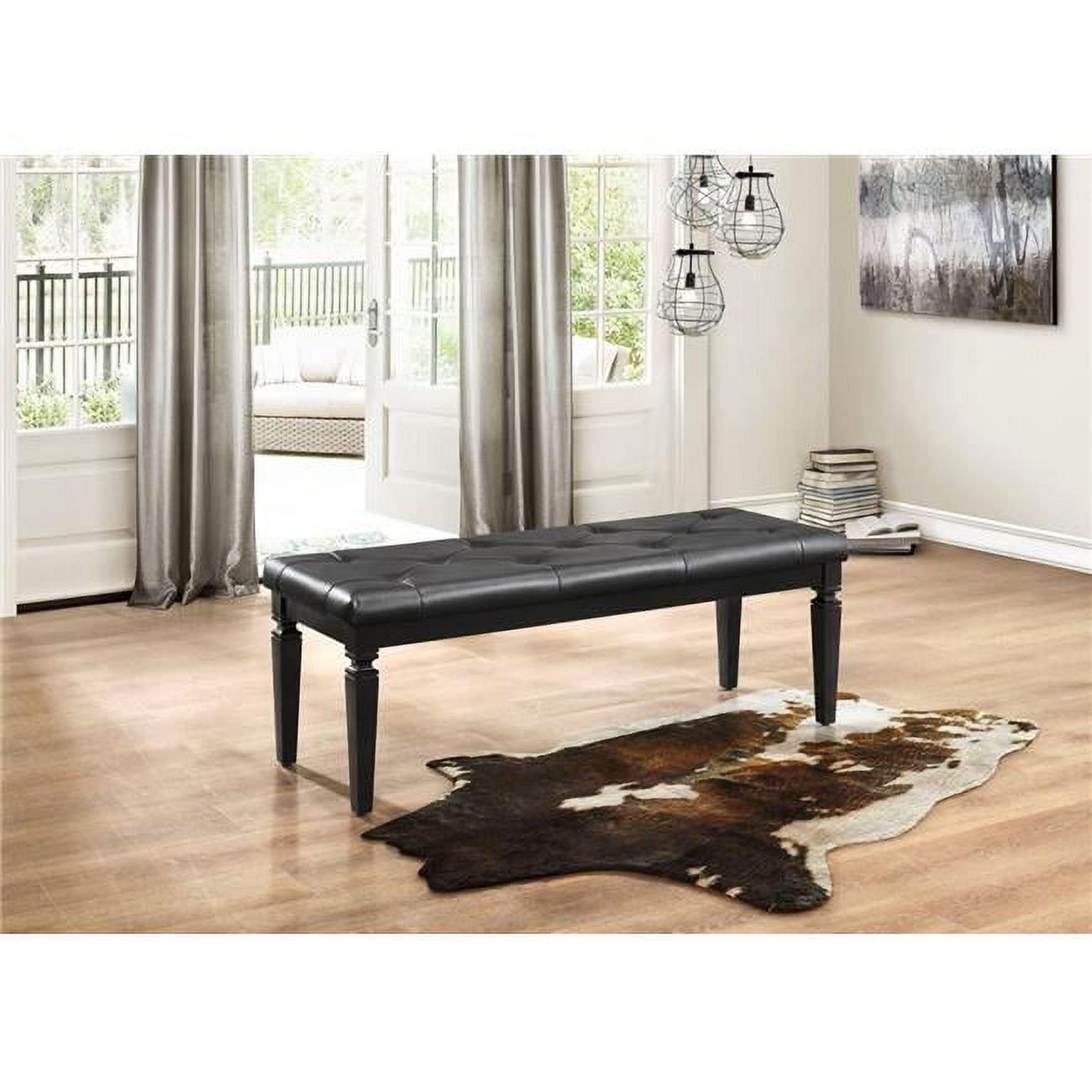 Faux Leather Tufted Wooden Bed Bench, Black - Saltoro Sherpi
