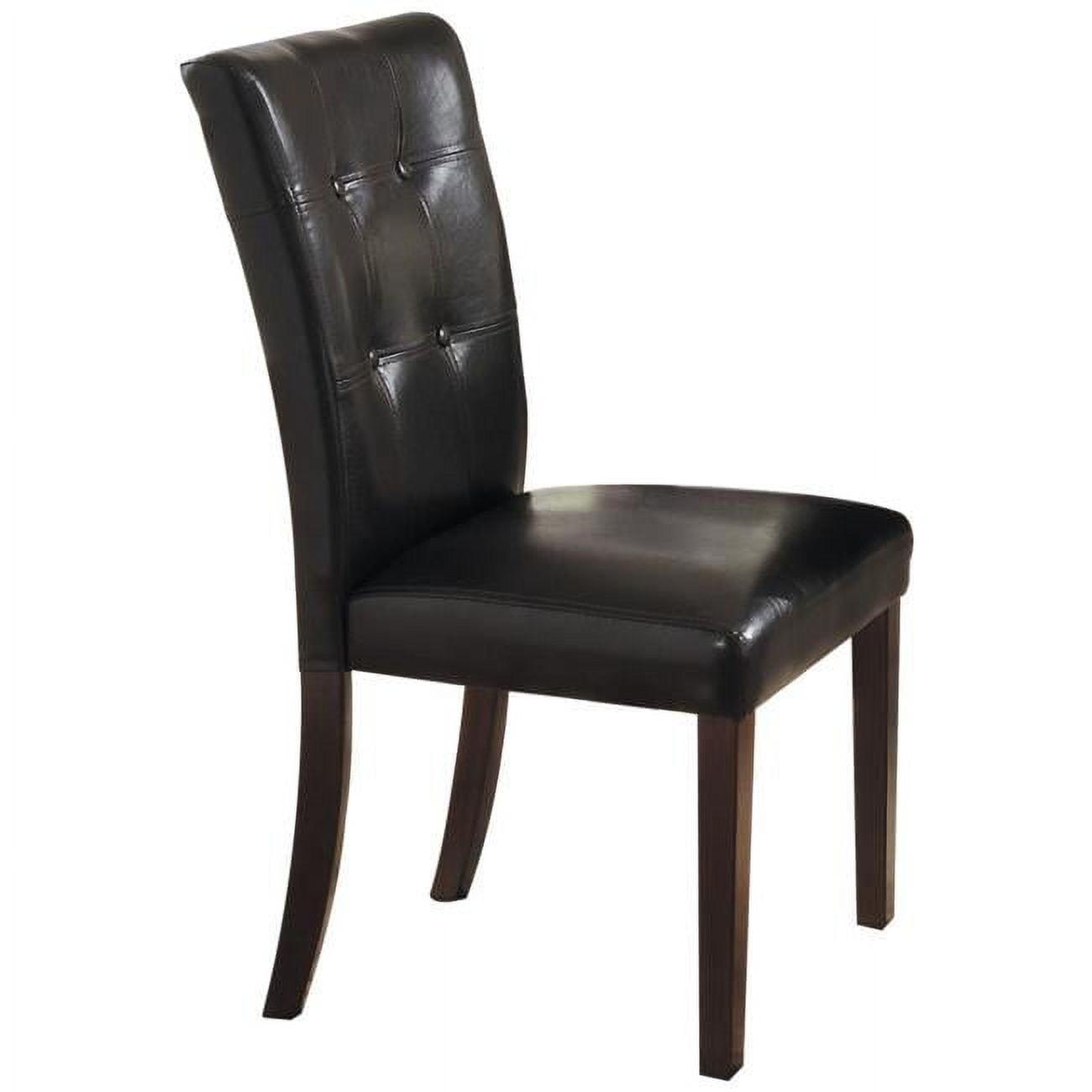 Espresso Brown Faux Leather Upholstered Side Chair with Wood Frame