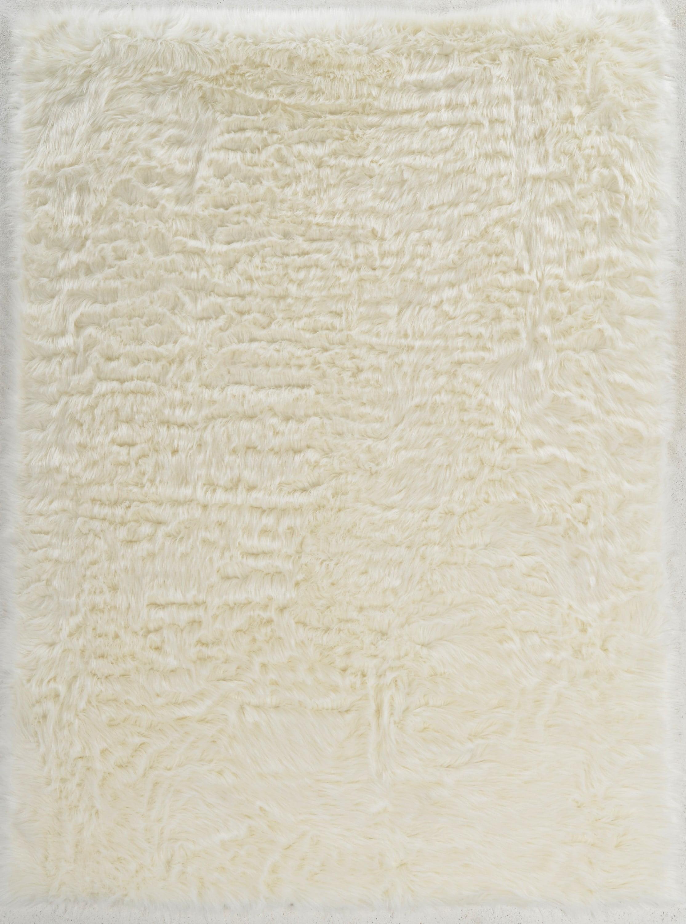 3'x5' Faux Sheepskin Accent Rug White - Linon: Modern High Pile Indoor Handmade Rectangle Rug