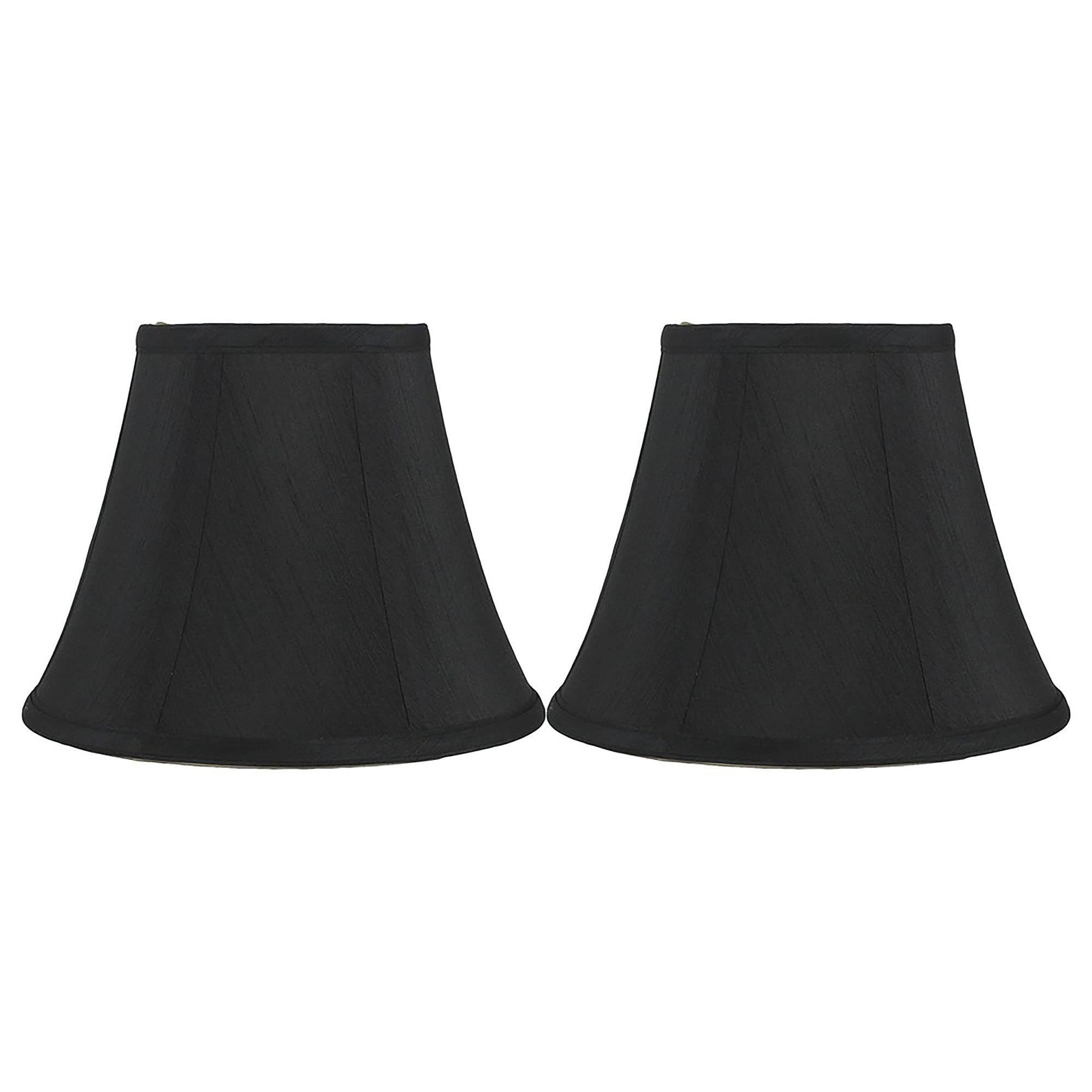 Faux Silk Bell Lamp Shade, 5 inch Top, 9 inch Bottom, 7 inch Slant Black Set of 2