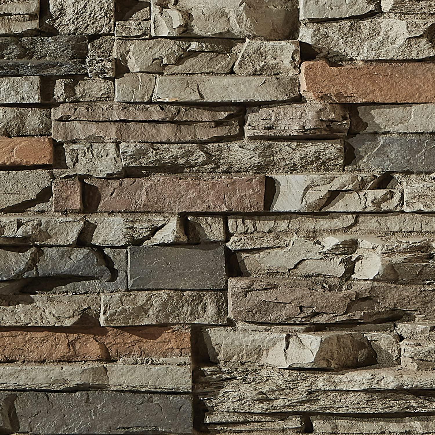 Az Faux Stacked Stone 3D Textured Digh-Density Polyurethane Wall Panel Sample | Sedona | 8"L x 8"H | Sample Size| Cambridge Gray