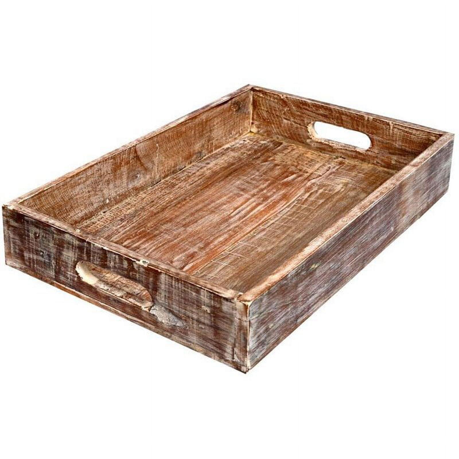 Rustic Charm 18" Reclaimed Wood Serving Tray in Sandy Brown