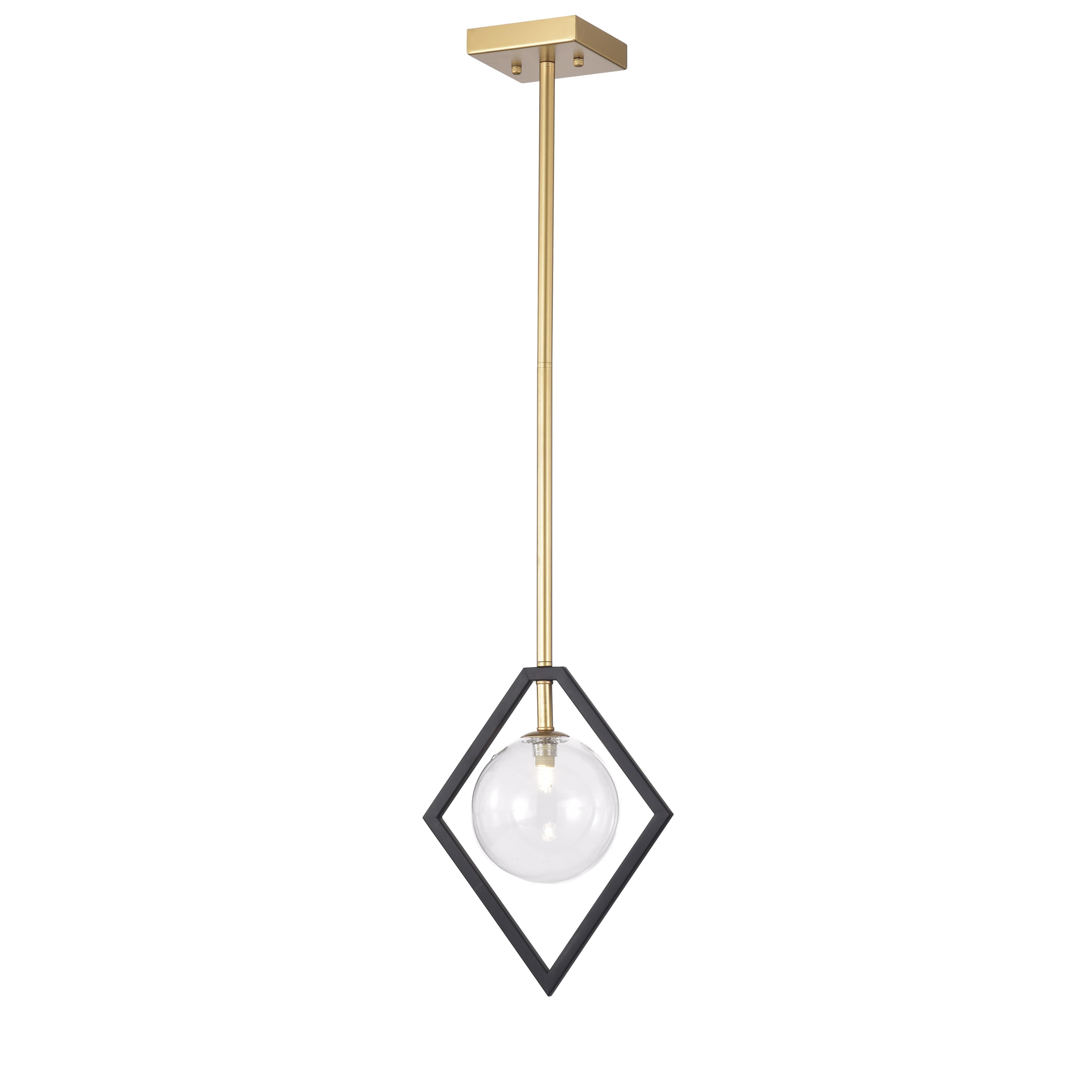 Fayres 10" Black and Gold Contemporary Glass Pendant Light