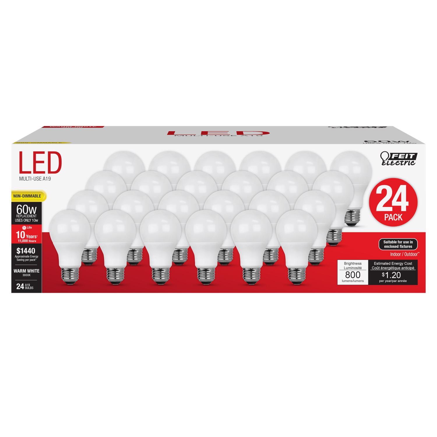 Feit 24-Pack Warm White LED Bulbs 60W Equivalent