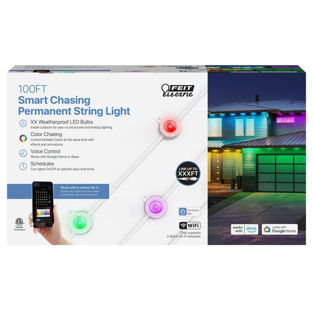 Feit Electric 100' Foot 60 Light RGBW Tunable White Permanent Outdoor String Light