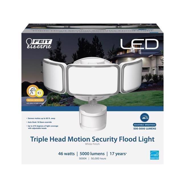 Feit White Triple Head Motion-Sensing LED Security Floodlight