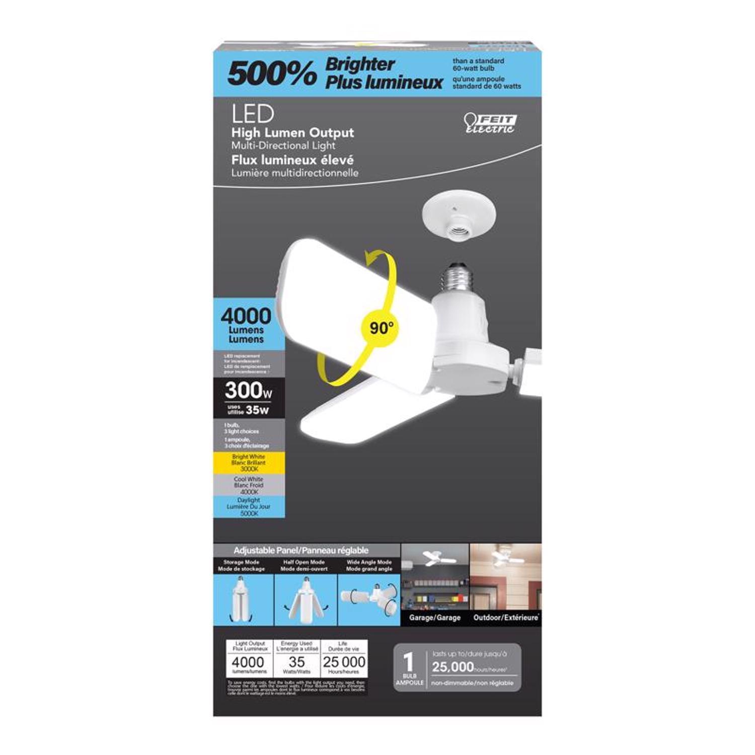 Feit Electric Wide Surface E26 (Medium) LED Garage Bulb Bright White 300 Watt Equivalence 1 pk