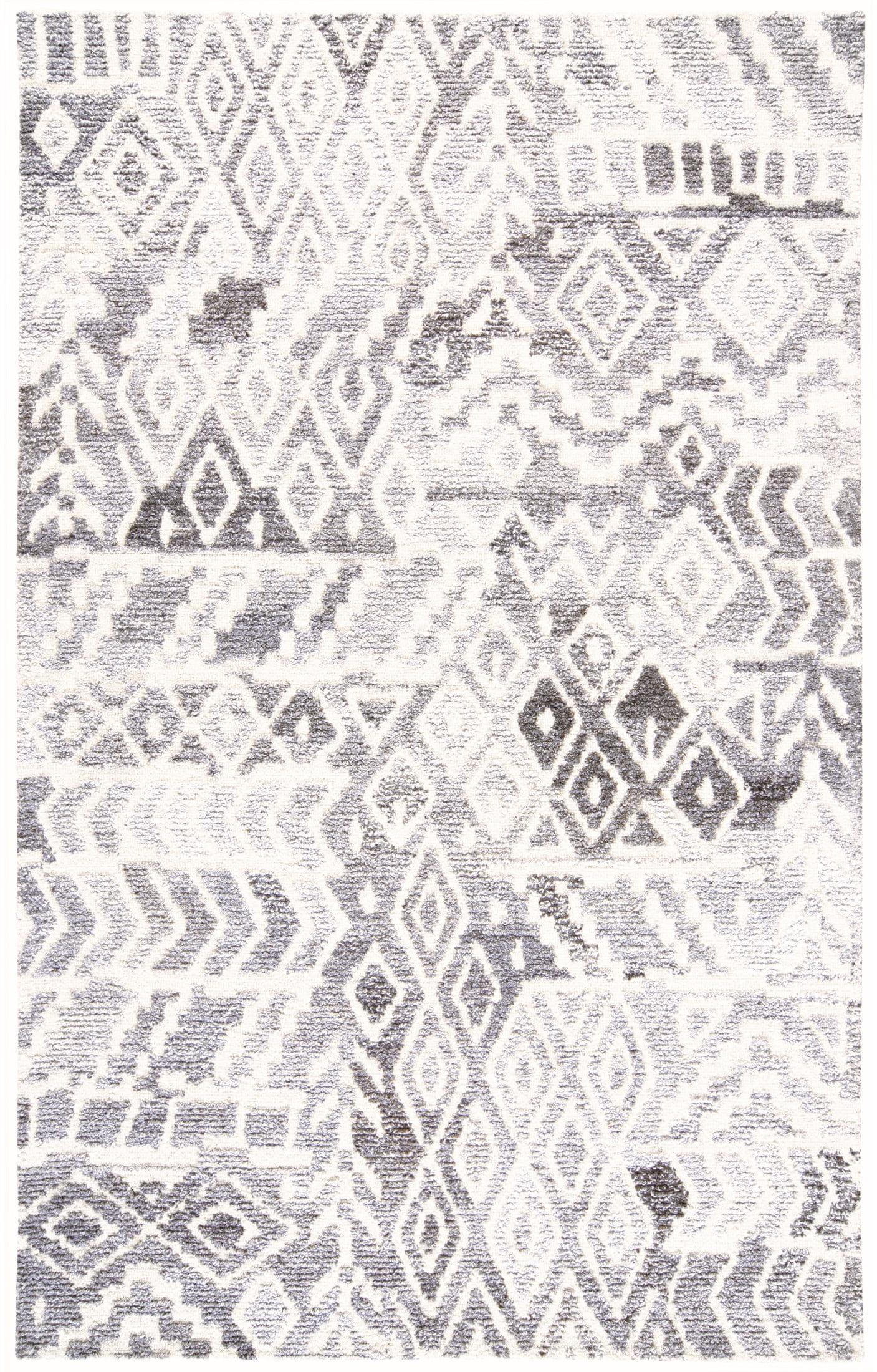 Feizy Asher Transitional Distressed, Gray/White, 8' x 10' Area Rug Sheen Fade Resistant Bohemian & Eclectic Abstract Design Carpet for Living Dining Bed Room