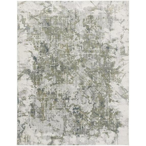 Feizy Atwell Transitional Abstract, Green/Gray/Ivory, 2' x 3' Accent Rug Easy Care Fade Resistant Stain Resistant Industrial Watercolor Floor Rug for Living room Bedroom