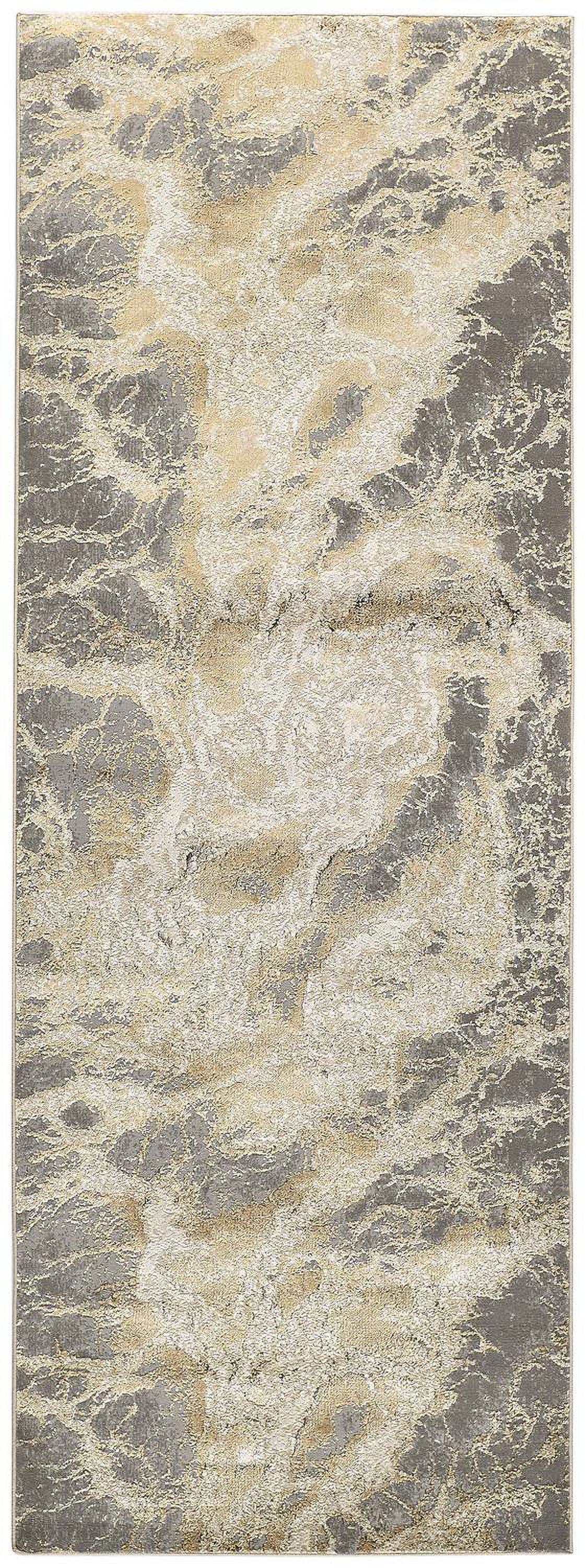 Aura Modern Abstract Ivory/Silver/Gold Area Rug
