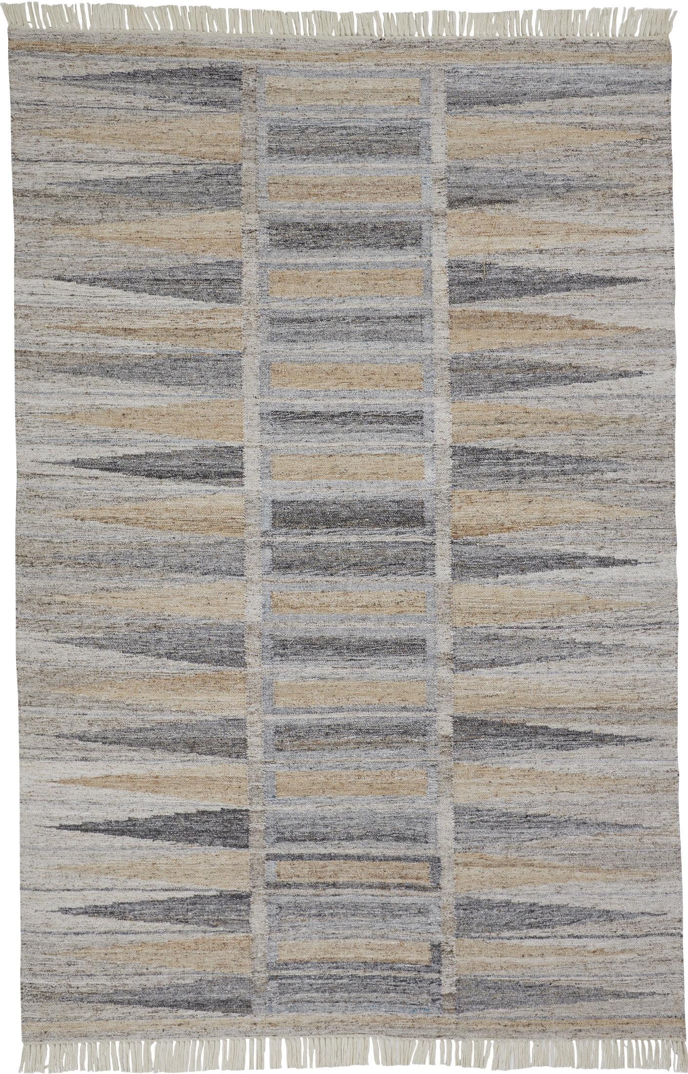 Handwoven Geometric Gray Synthetic 24" Rug