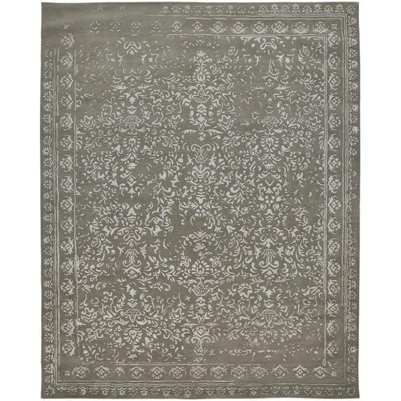 Feizy Bella Transitional Oriental, Gray/Taupe/Silver, 2' x 3' Accent Rug Handmade Sheen Bohemian & Eclectic Bordered Design Carpet for Living Dining Bed Room