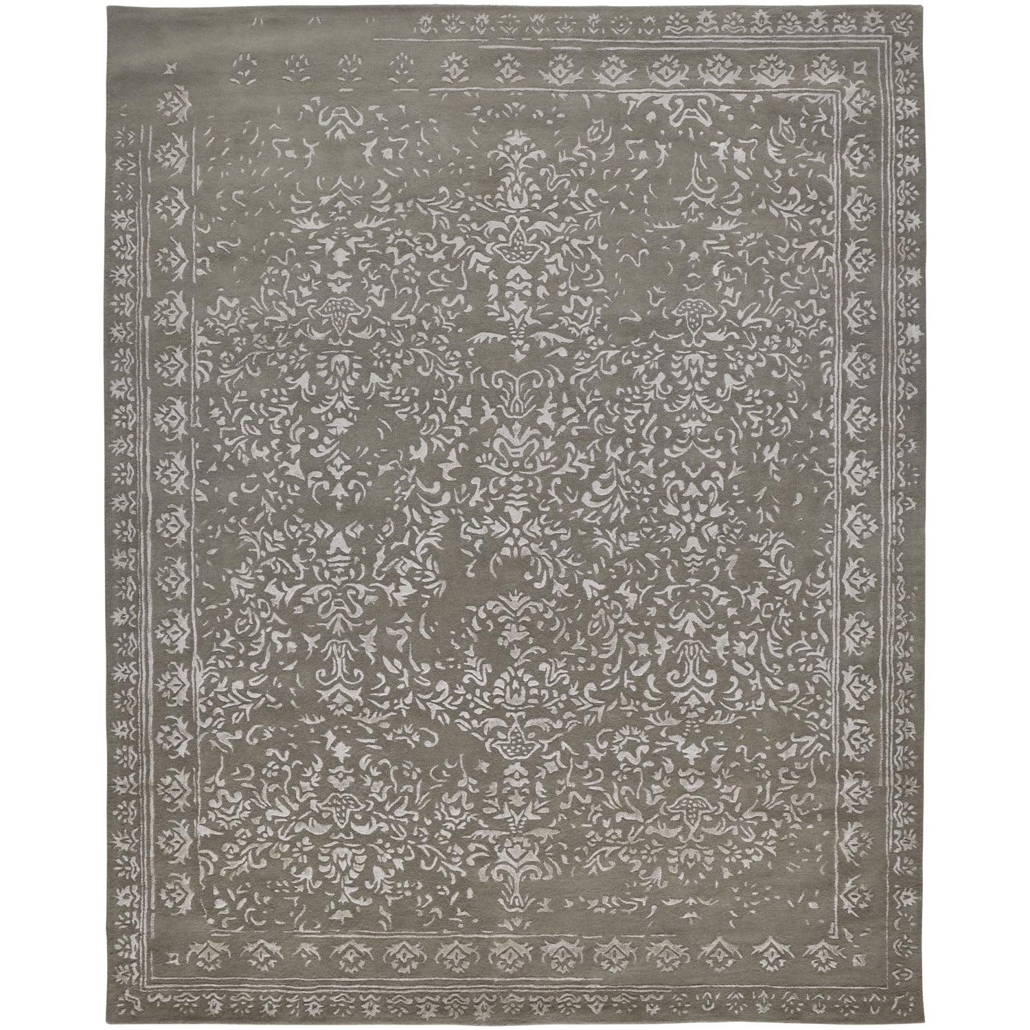 Feizy Bella Transitional Oriental, Gray/Taupe/Silver, 8' x 10' Area Rug Handmade Sheen Bohemian & Eclectic Bordered Floor Rug for Living room Bedroom