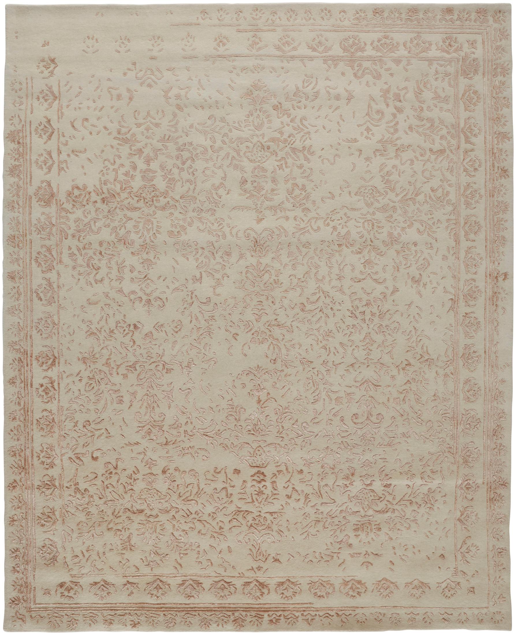 Feizy Bella Transitional Oriental, Ivory/Tan/Pink, 2' x 3' Accent Rug Handmade Sheen Bohemian & Eclectic Bordered Design Carpet for Living Dining Bed Room