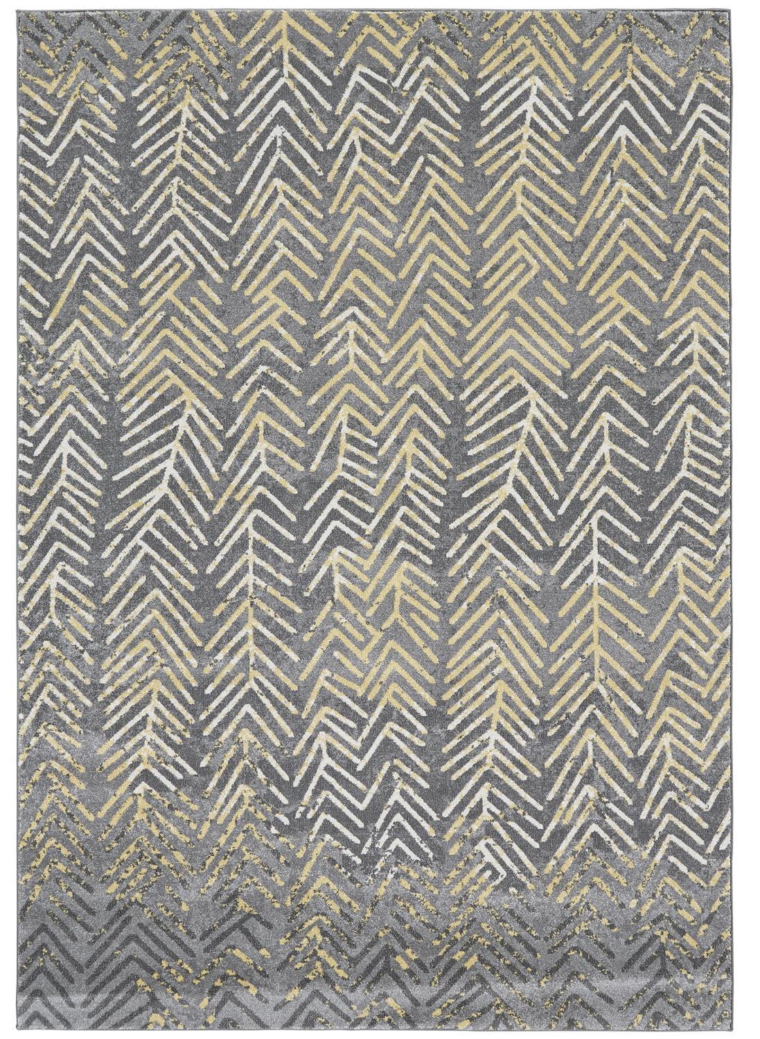 Gray Chevron 8' x 11' Stain-Resistant Synthetic Area Rug